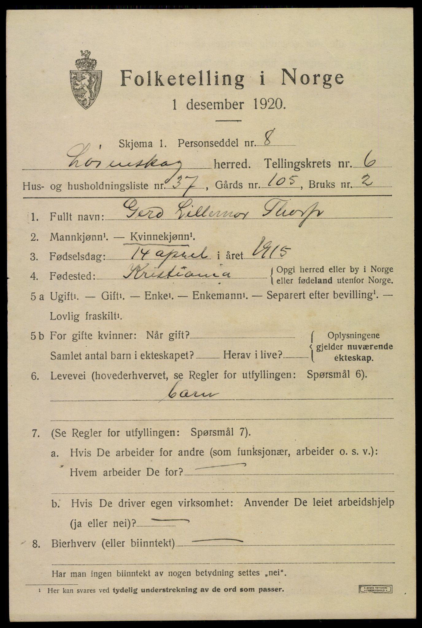 SAO, 1920 census for Lørenskog, 1920, p. 5325