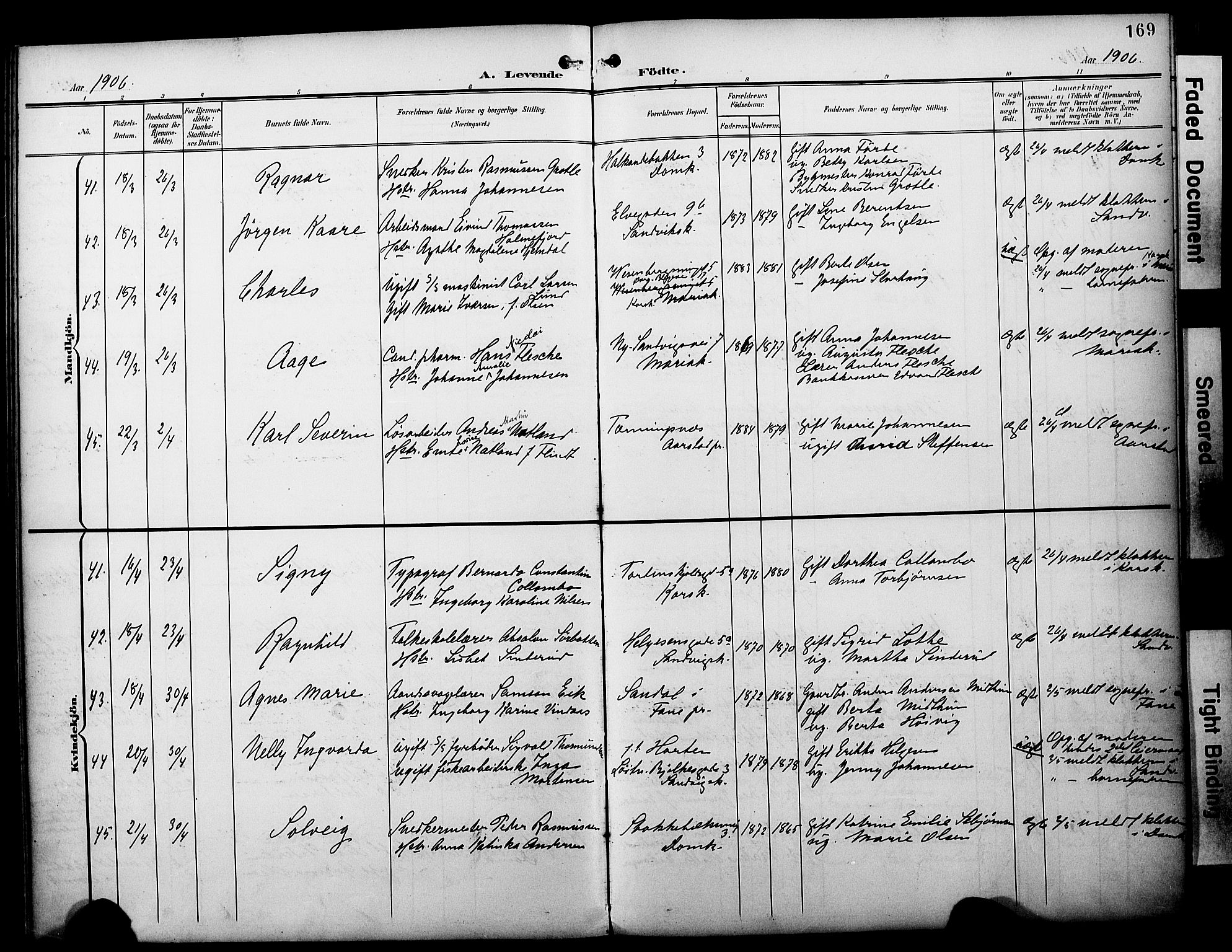 Fødselsstiftelsens sokneprestembete*, SAB/-: Parish register (official) no. A 3, 1901-1910, p. 169