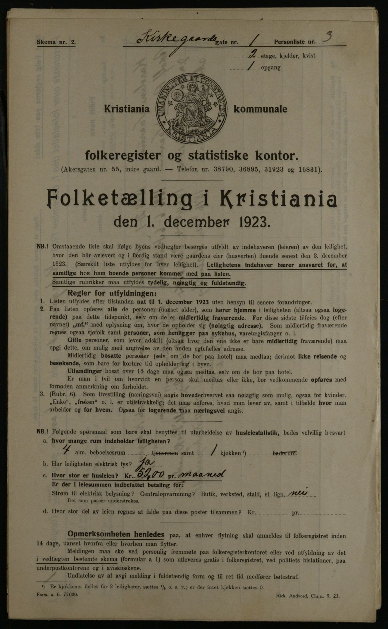 OBA, Municipal Census 1923 for Kristiania, 1923, p. 55729