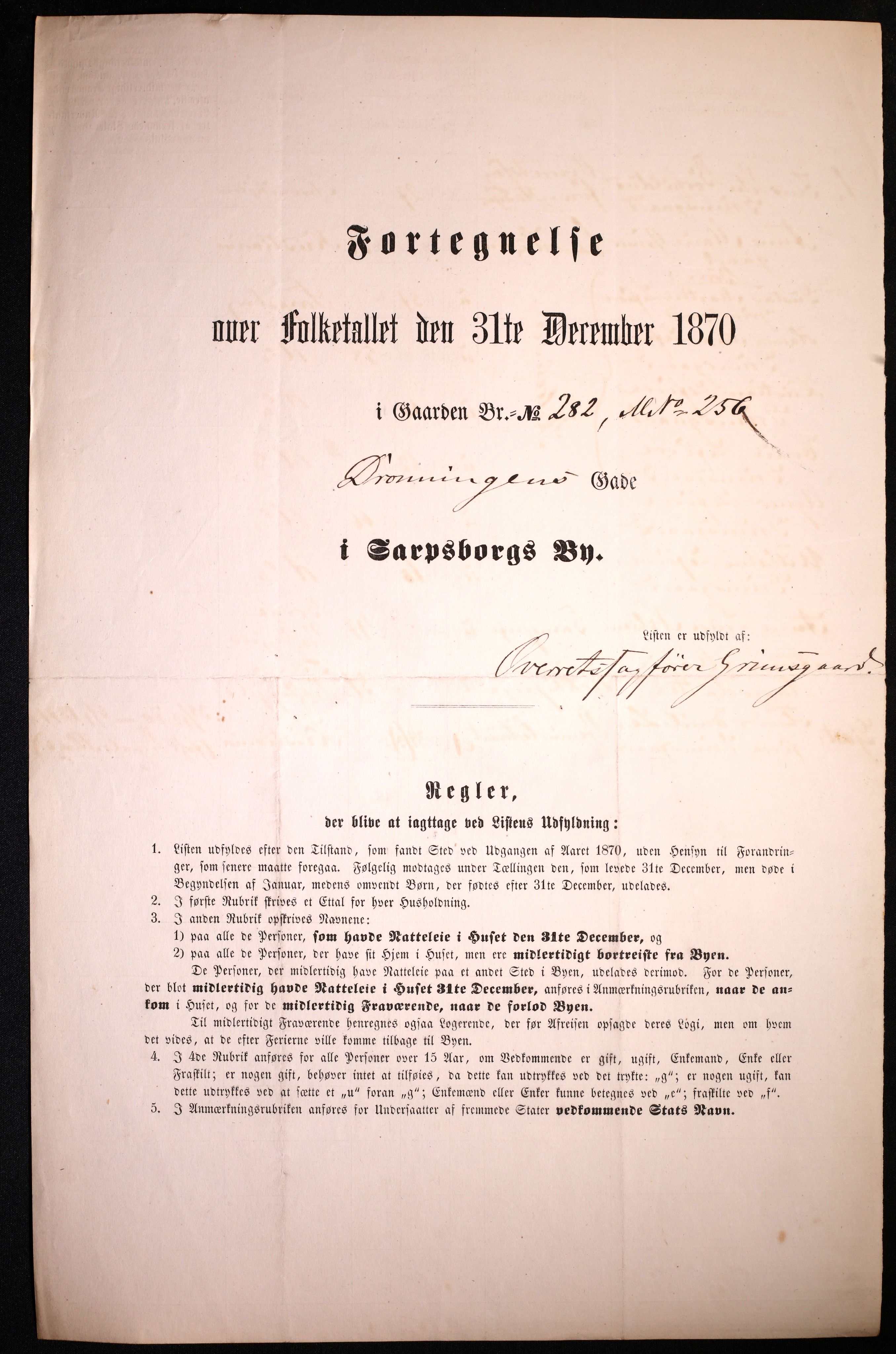 RA, 1870 census for 0102 Sarpsborg, 1870, p. 189