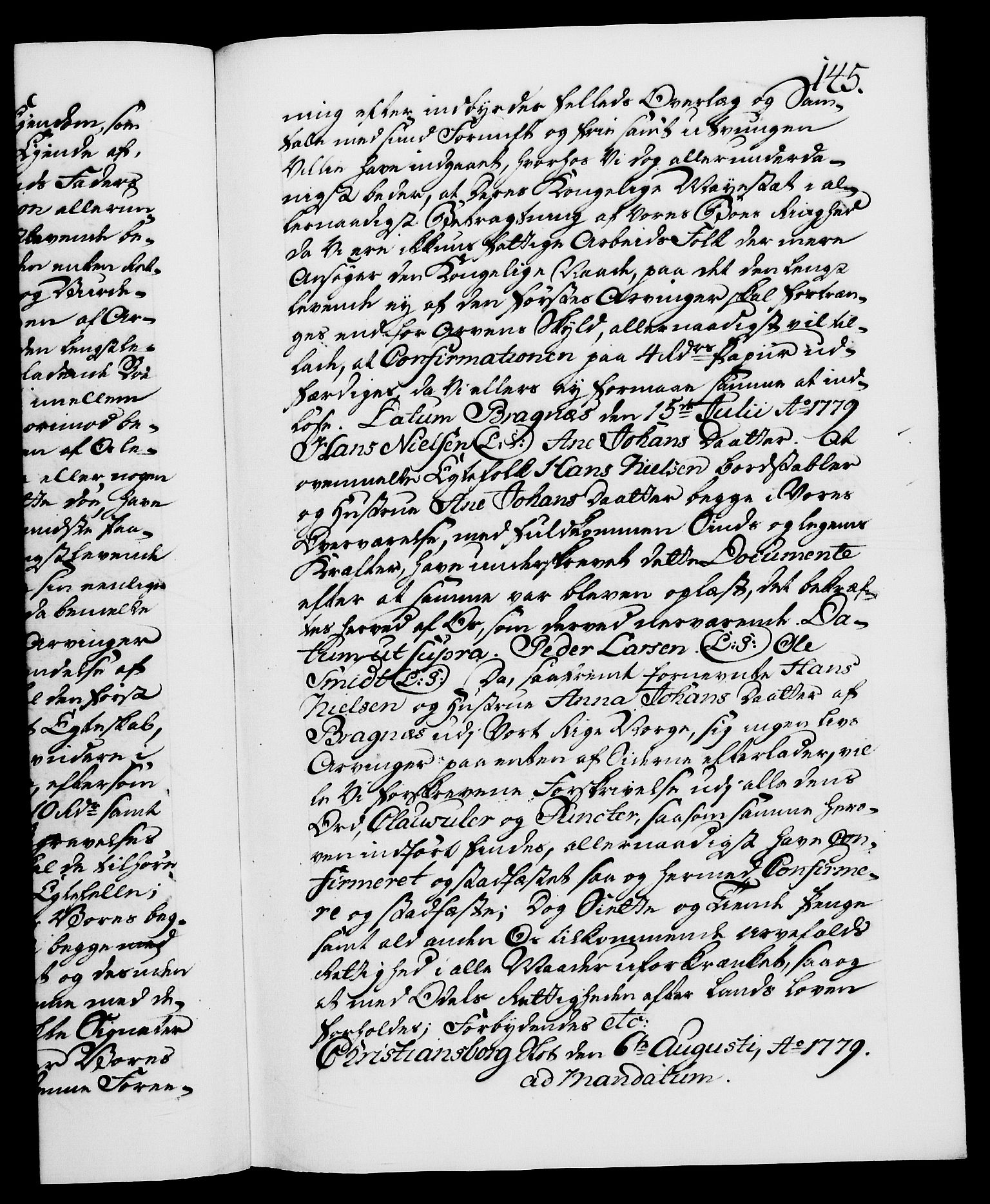Danske Kanselli 1572-1799, RA/EA-3023/F/Fc/Fca/Fcaa/L0048: Norske registre, 1779-1781, p. 145a