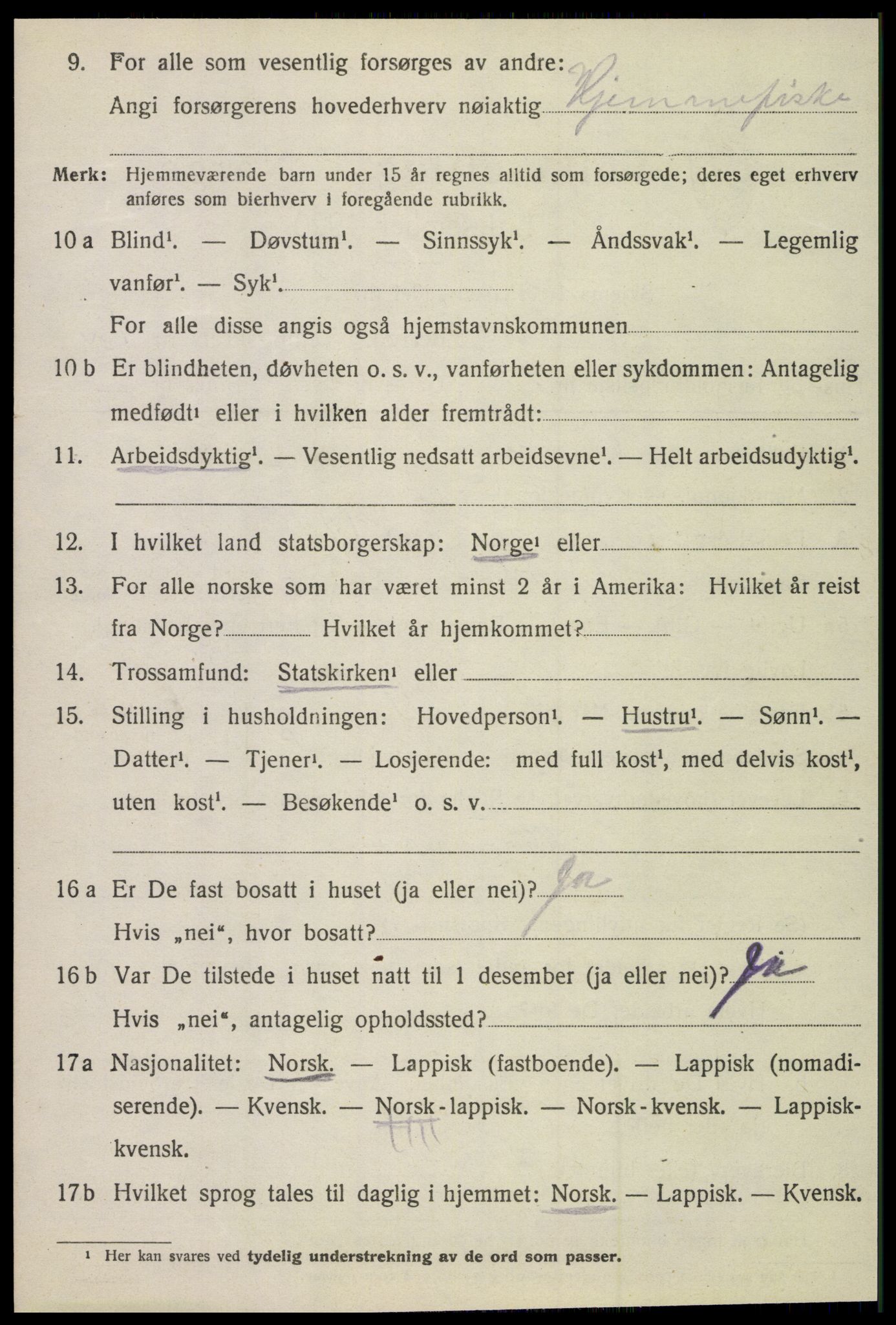 SAT, 1920 census for Lurøy, 1920, p. 4960