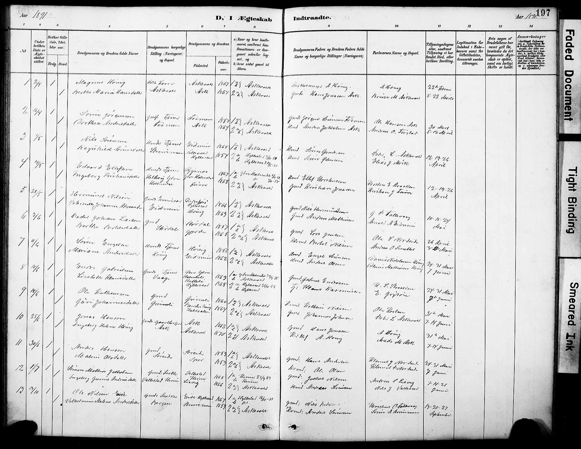 Askvoll sokneprestembete, SAB/A-79501/H/Hab/Haba/L0003: Parish register (copy) no. A 3, 1886-1928, p. 197