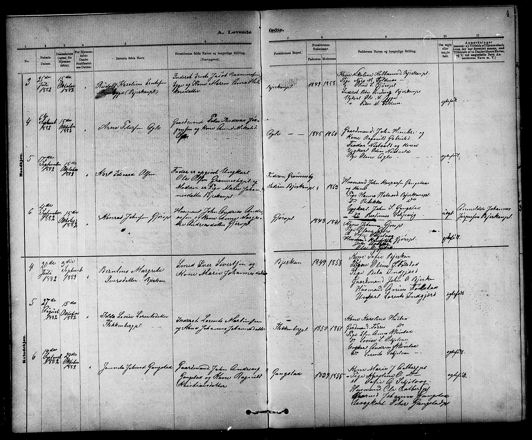 Ministerialprotokoller, klokkerbøker og fødselsregistre - Nord-Trøndelag, SAT/A-1458/732/L0318: Parish register (copy) no. 732C02, 1881-1911, p. 4