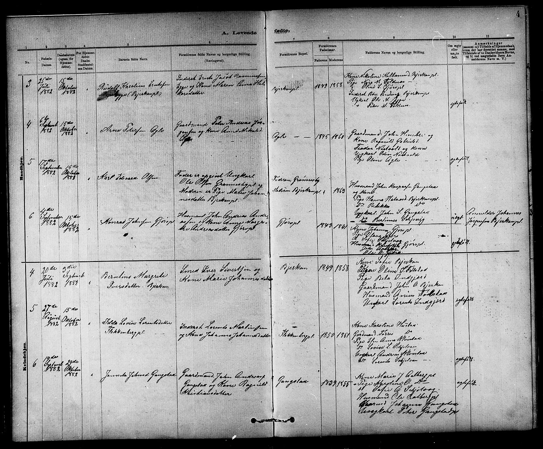 Ministerialprotokoller, klokkerbøker og fødselsregistre - Nord-Trøndelag, AV/SAT-A-1458/732/L0318: Parish register (copy) no. 732C02, 1881-1911, p. 4