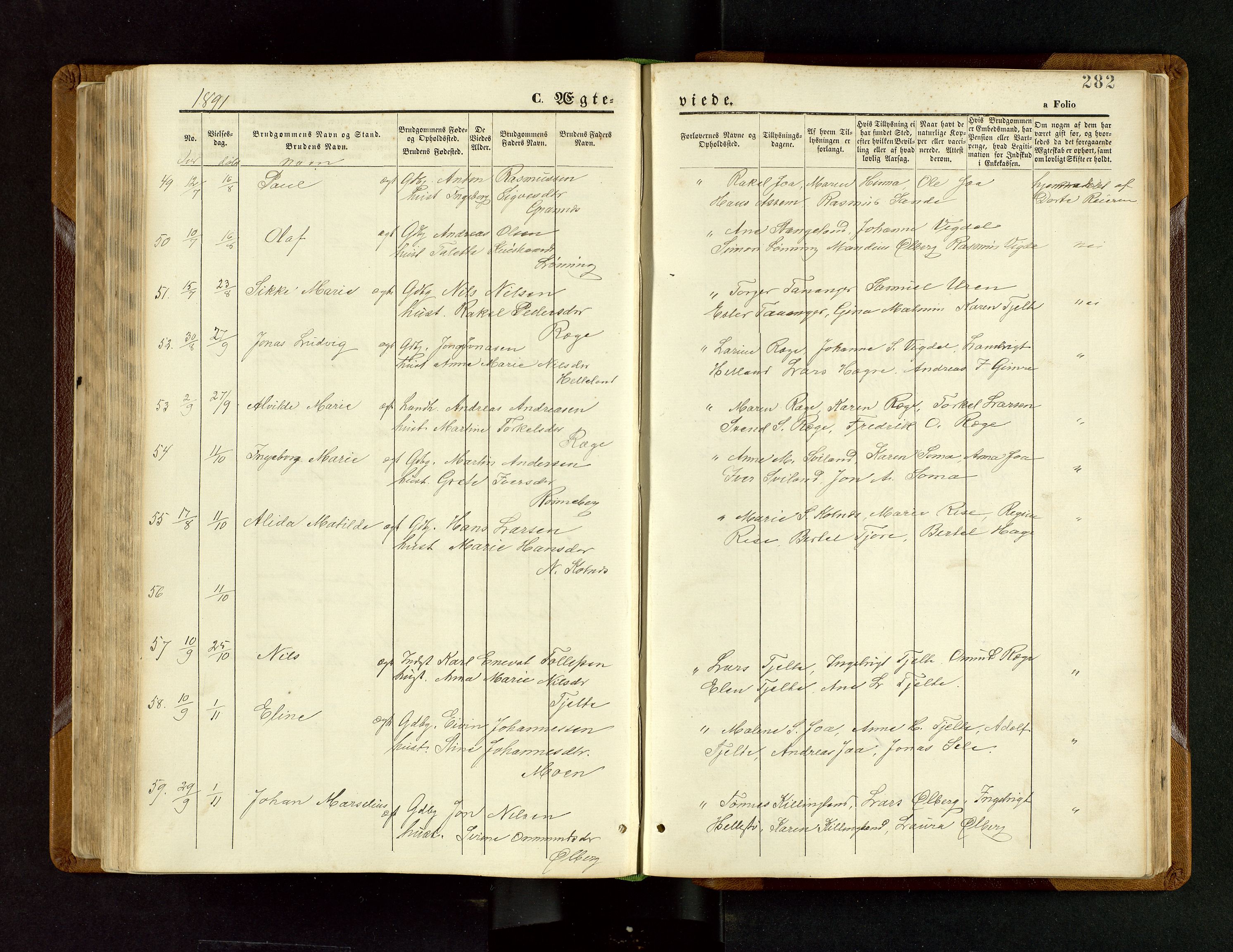 Håland sokneprestkontor, AV/SAST-A-101802/001/30BB/L0003: Parish register (copy) no. B 3, 1873-1893, p. 282