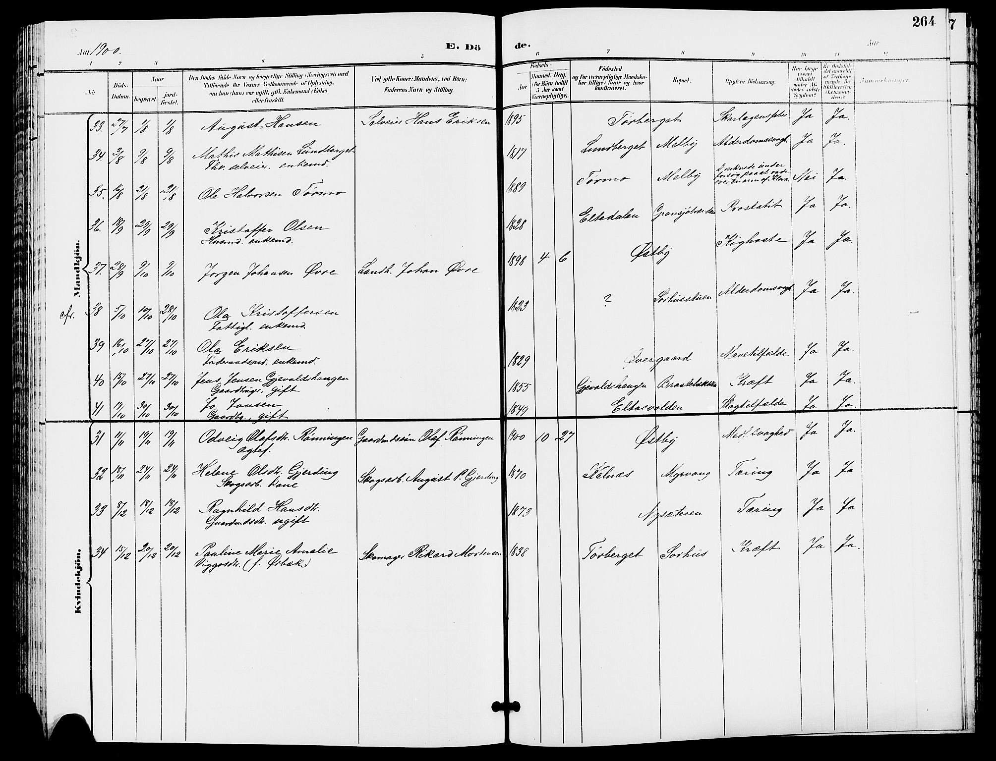 Trysil prestekontor, SAH/PREST-046/H/Ha/Hab/L0006: Parish register (copy) no. 6, 1896-1912, p. 264