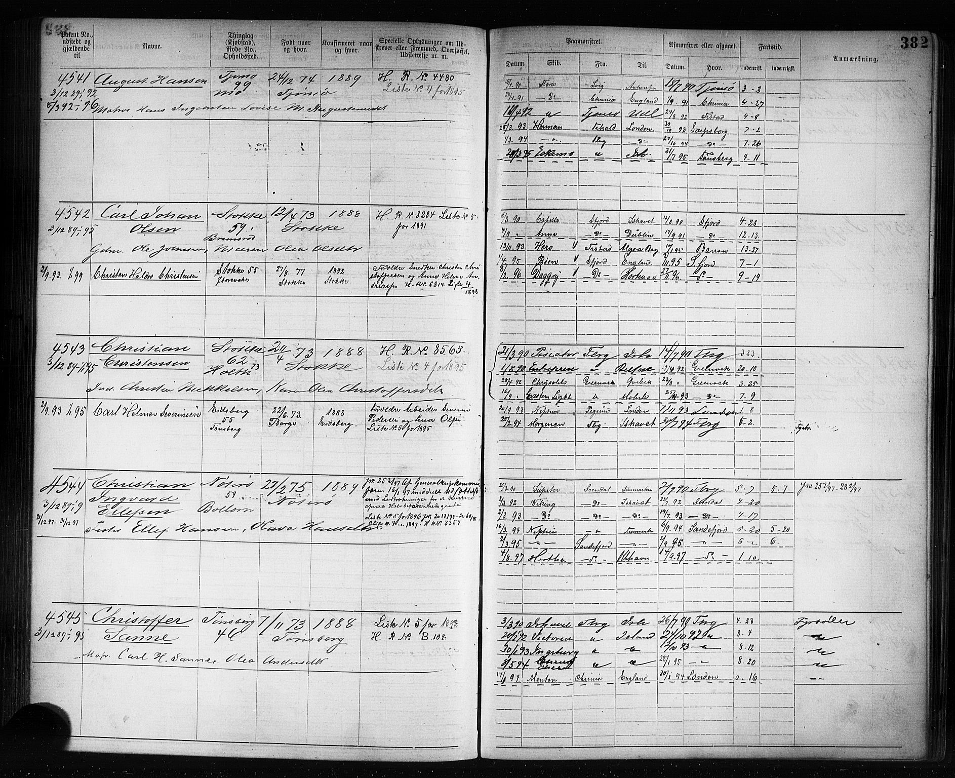 Tønsberg innrulleringskontor, AV/SAKO-A-786/F/Fb/L0007: Annotasjonsrulle Patent nr. 2636-5150, 1881-1892, p. 383