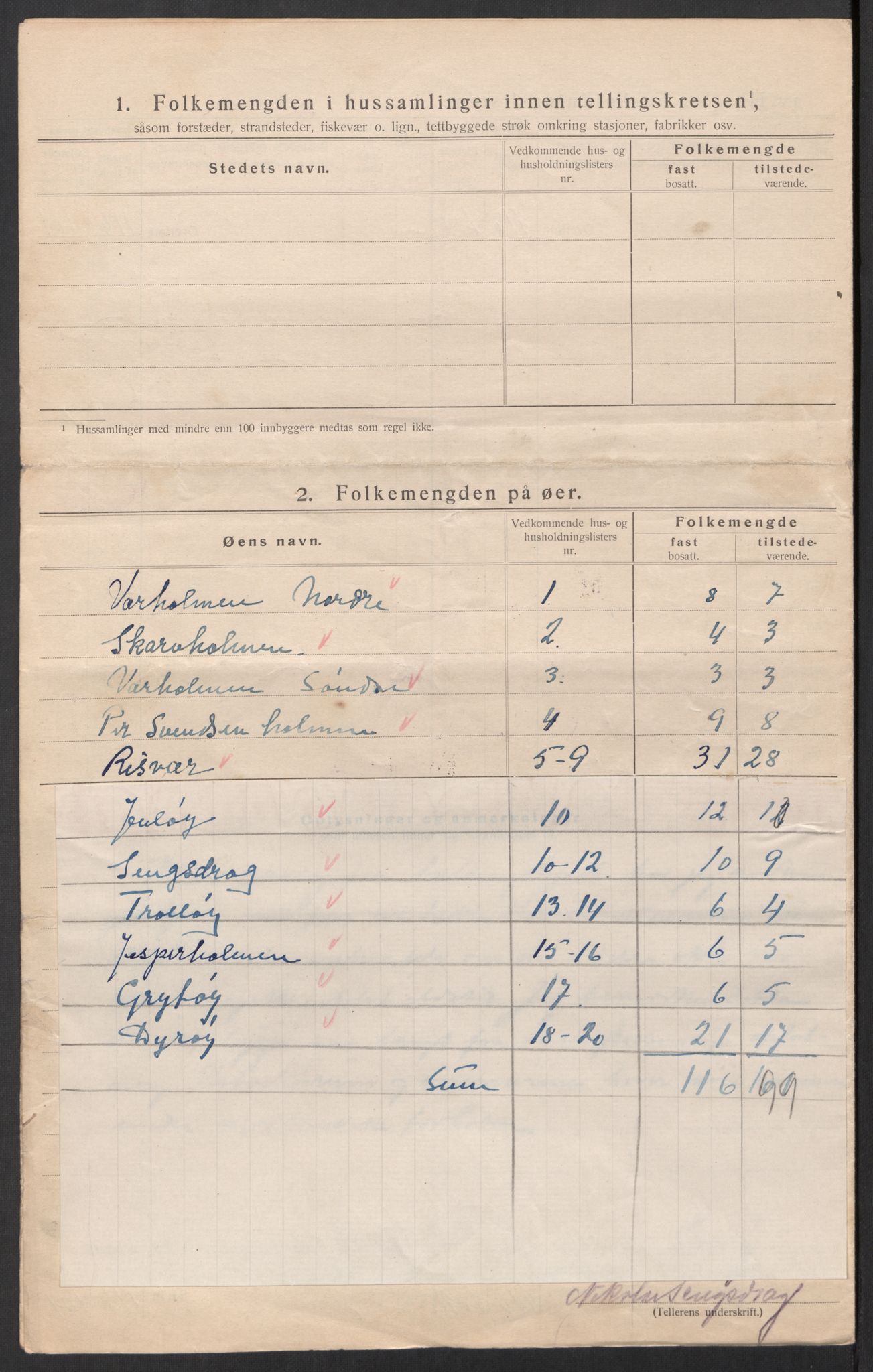 SAT, 1920 census for Lurøy, 1920, p. 16