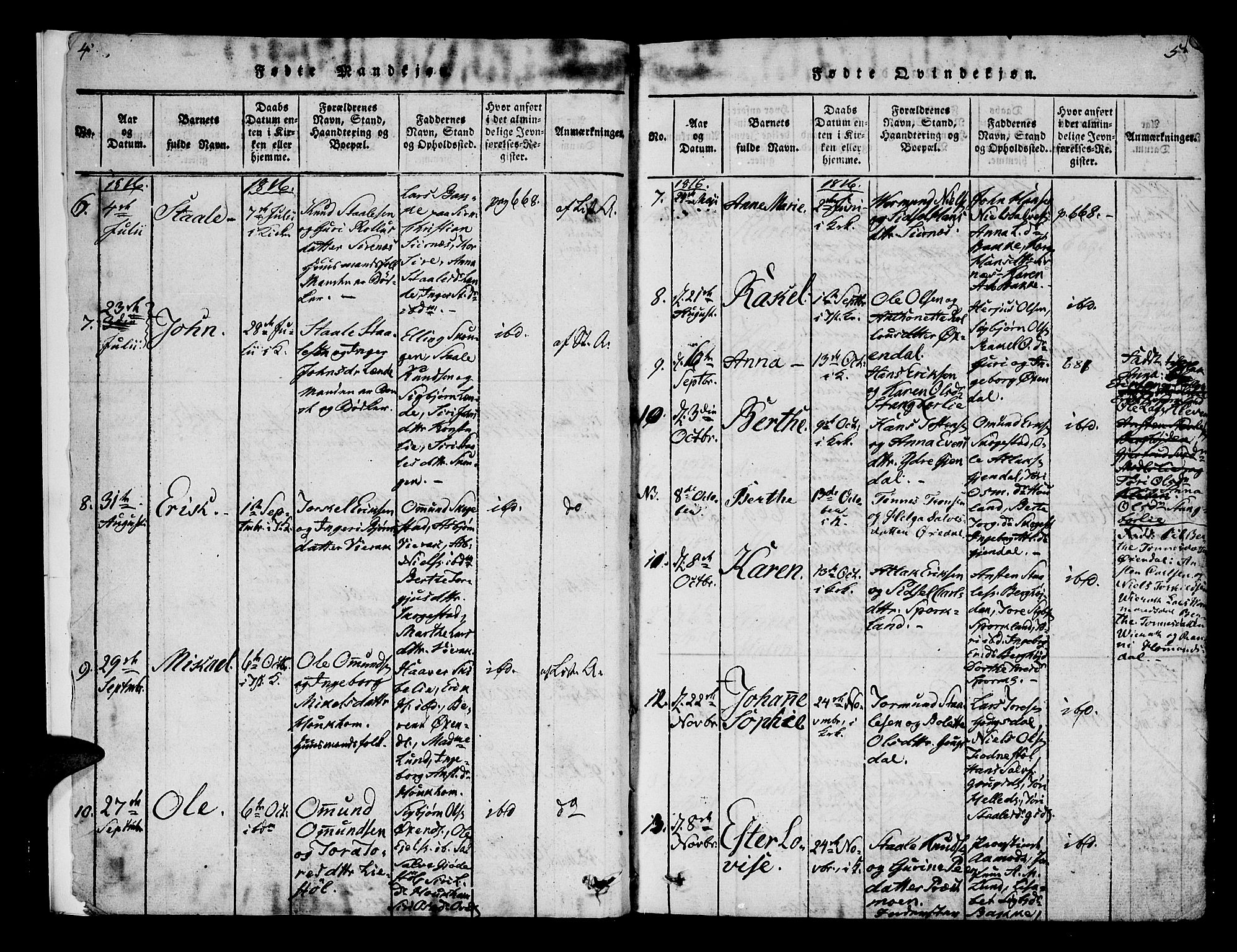 Bakke sokneprestkontor, AV/SAK-1111-0002/F/Fa/Faa/L0003: Parish register (official) no. A 3, 1815-1835, p. 4-5