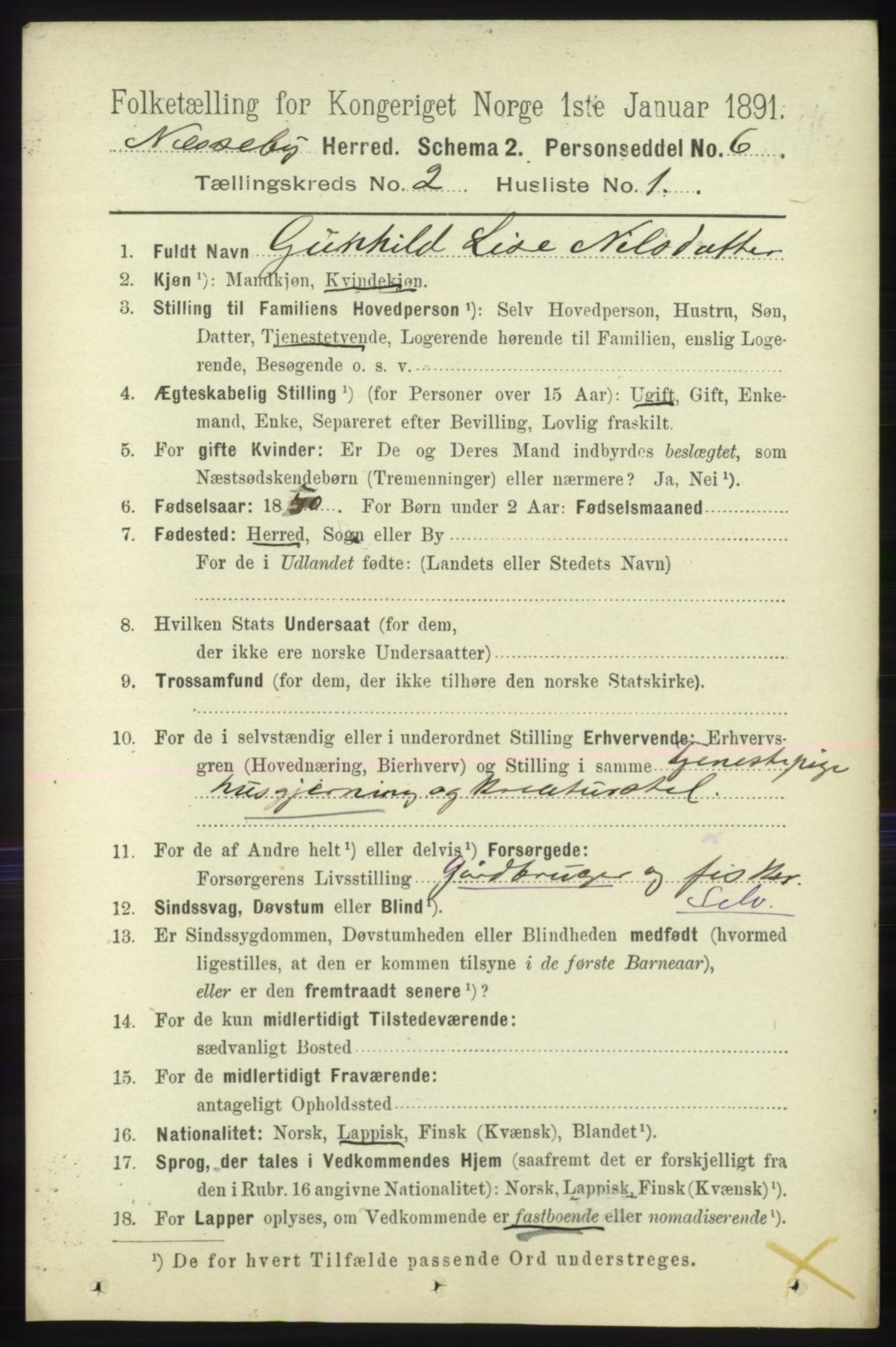 RA, 1891 census for 2027 Nesseby, 1891, p. 642