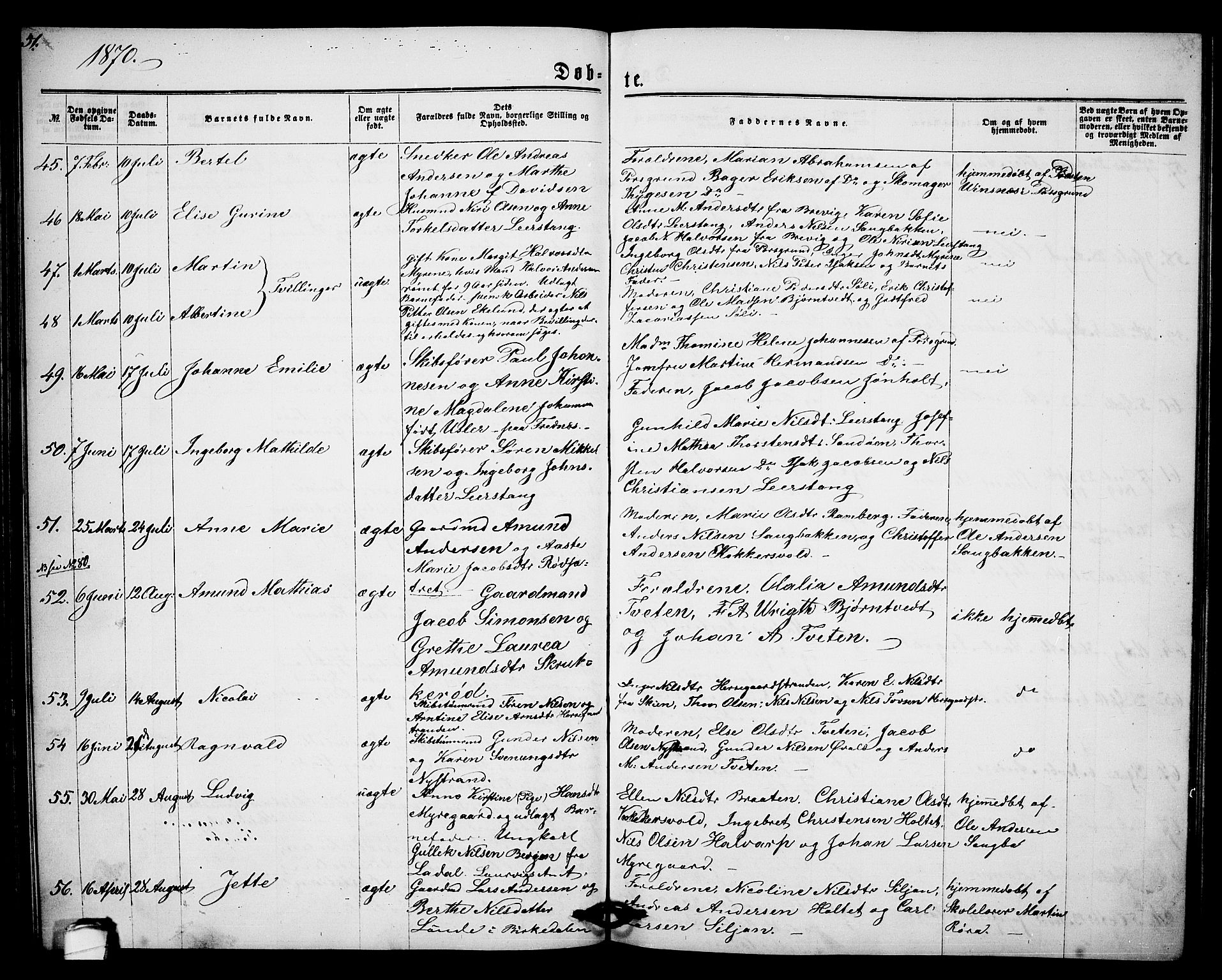 Eidanger kirkebøker, AV/SAKO-A-261/G/Ga/L0001: Parish register (copy) no. 1, 1863-1878, p. 51