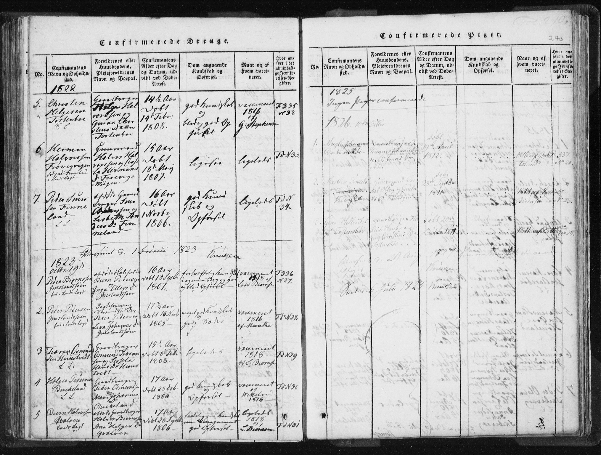 Vikedal sokneprestkontor, AV/SAST-A-101840/01/IV: Parish register (official) no. A 5, 1817-1850, p. 240