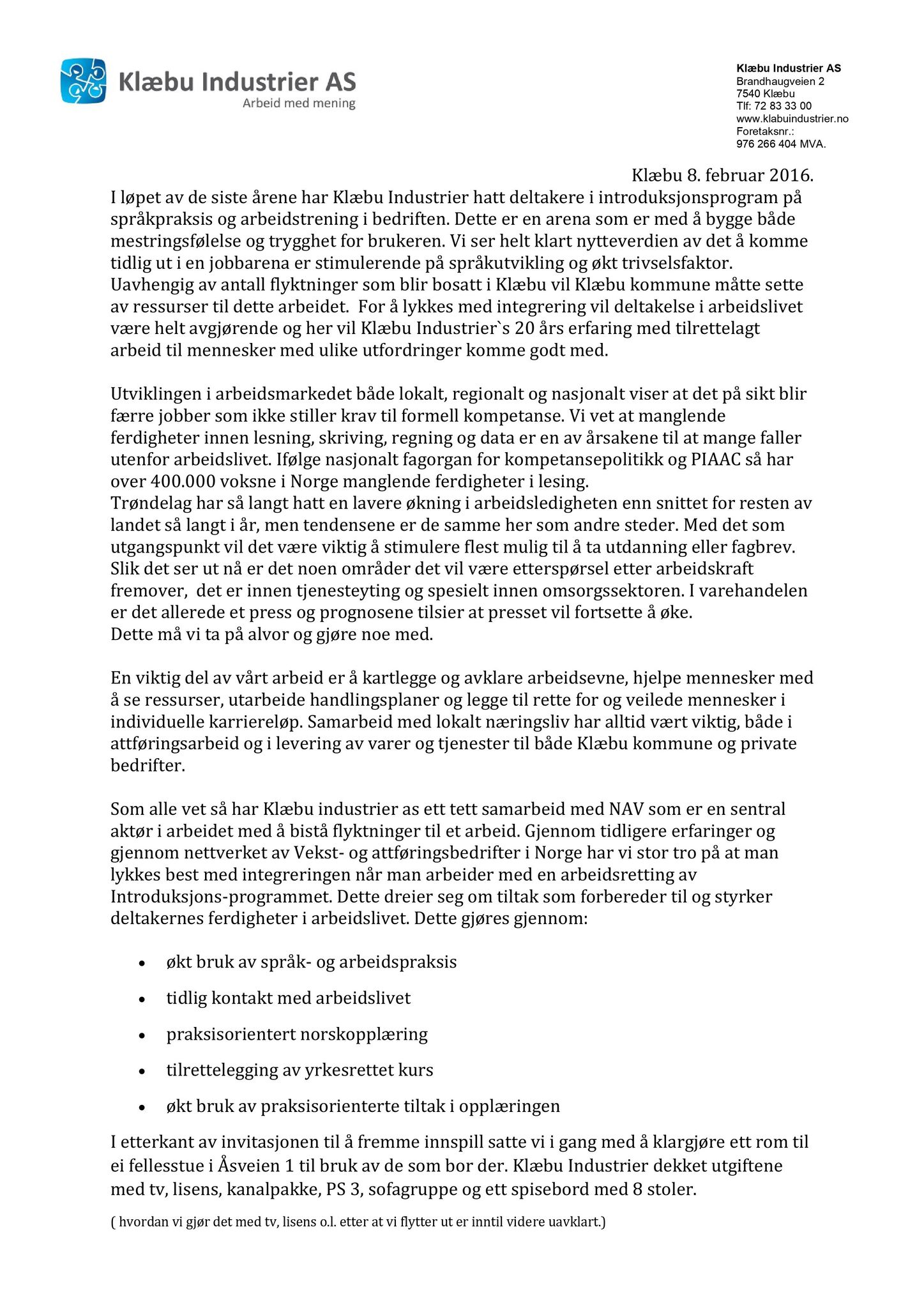 Klæbu Kommune, TRKO/KK/04-UO/L007: Utvalg for oppvekst - Møtedokumenter, 2016