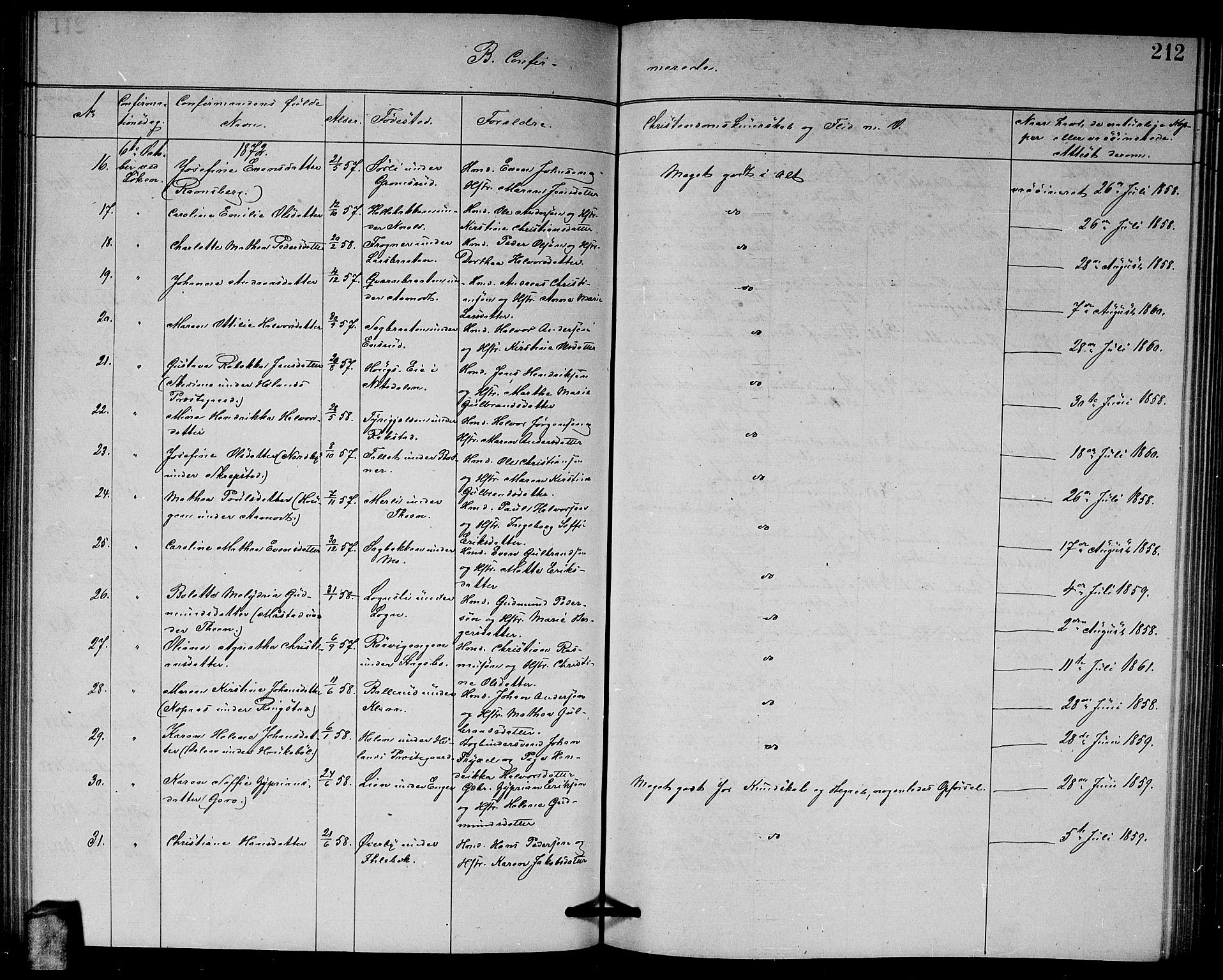 Høland prestekontor Kirkebøker, AV/SAO-A-10346a/G/Ga/L0006: Parish register (copy) no. I 6, 1869-1879, p. 212