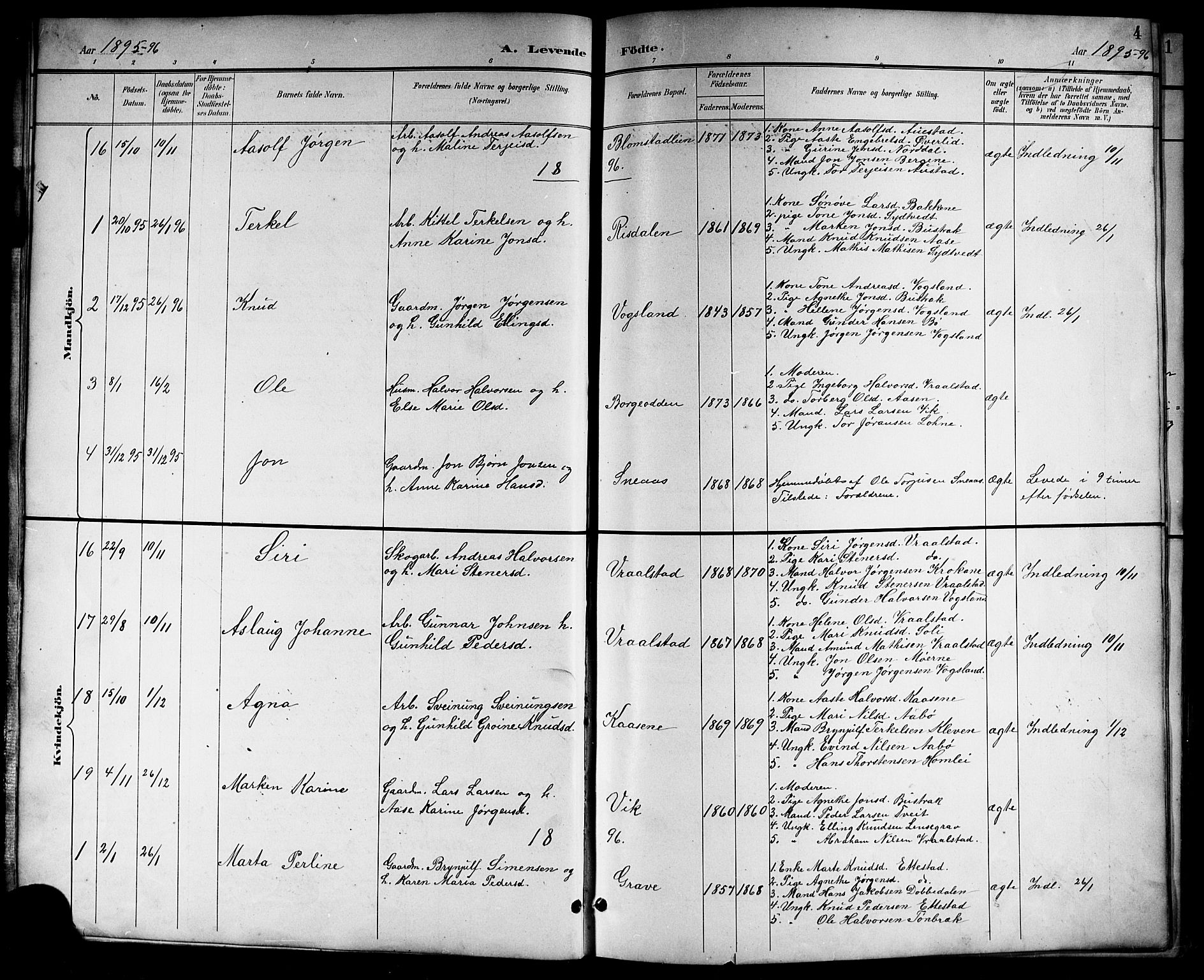 Drangedal kirkebøker, SAKO/A-258/G/Gb/L0002: Parish register (copy) no. II 2, 1895-1918, p. 4