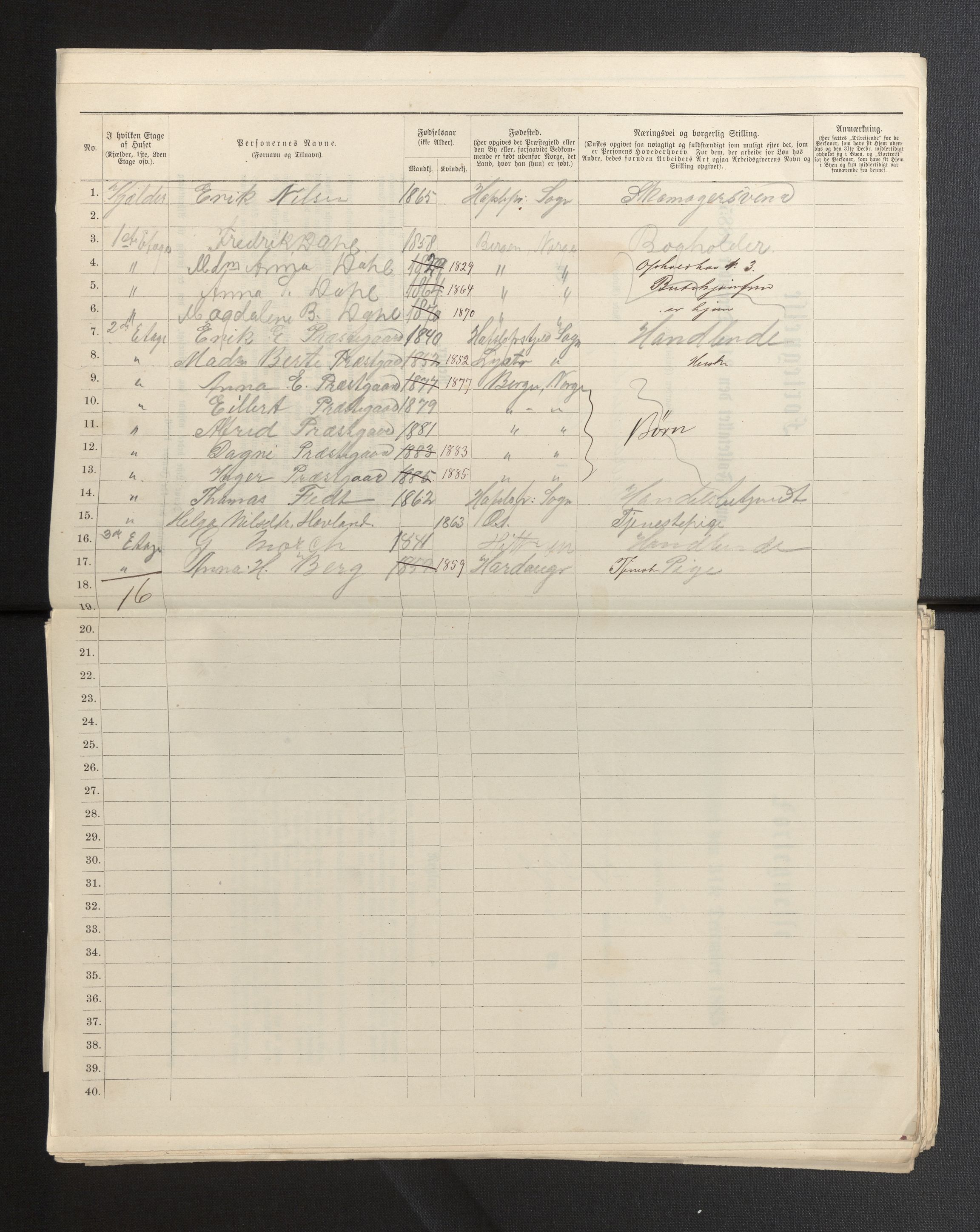 SAB, 1885 census for 1301 Bergen, 1885, p. 3976