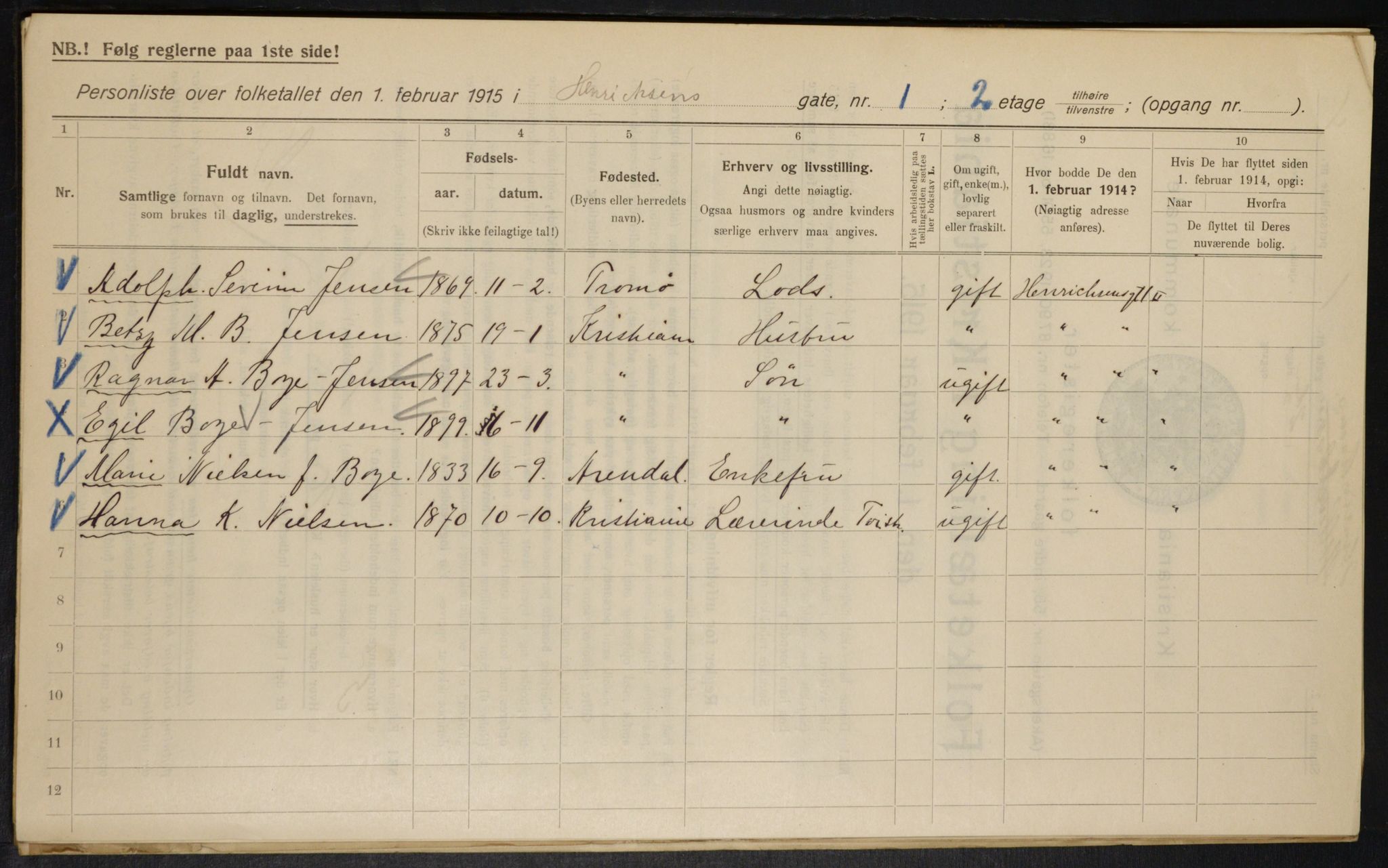 OBA, Municipal Census 1915 for Kristiania, 1915, p. 38067