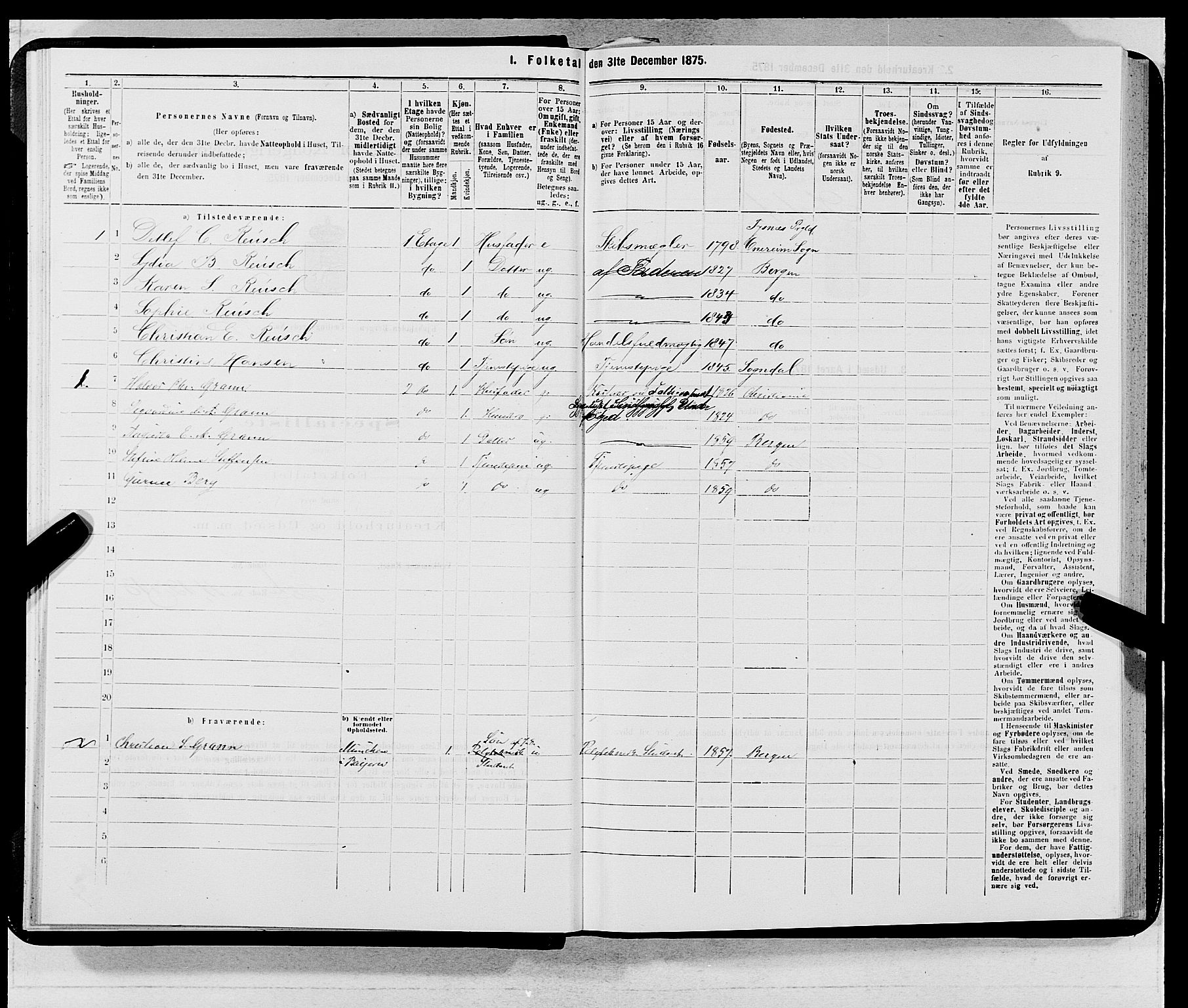 SAB, 1875 census for 1301 Bergen, 1875, p. 5228