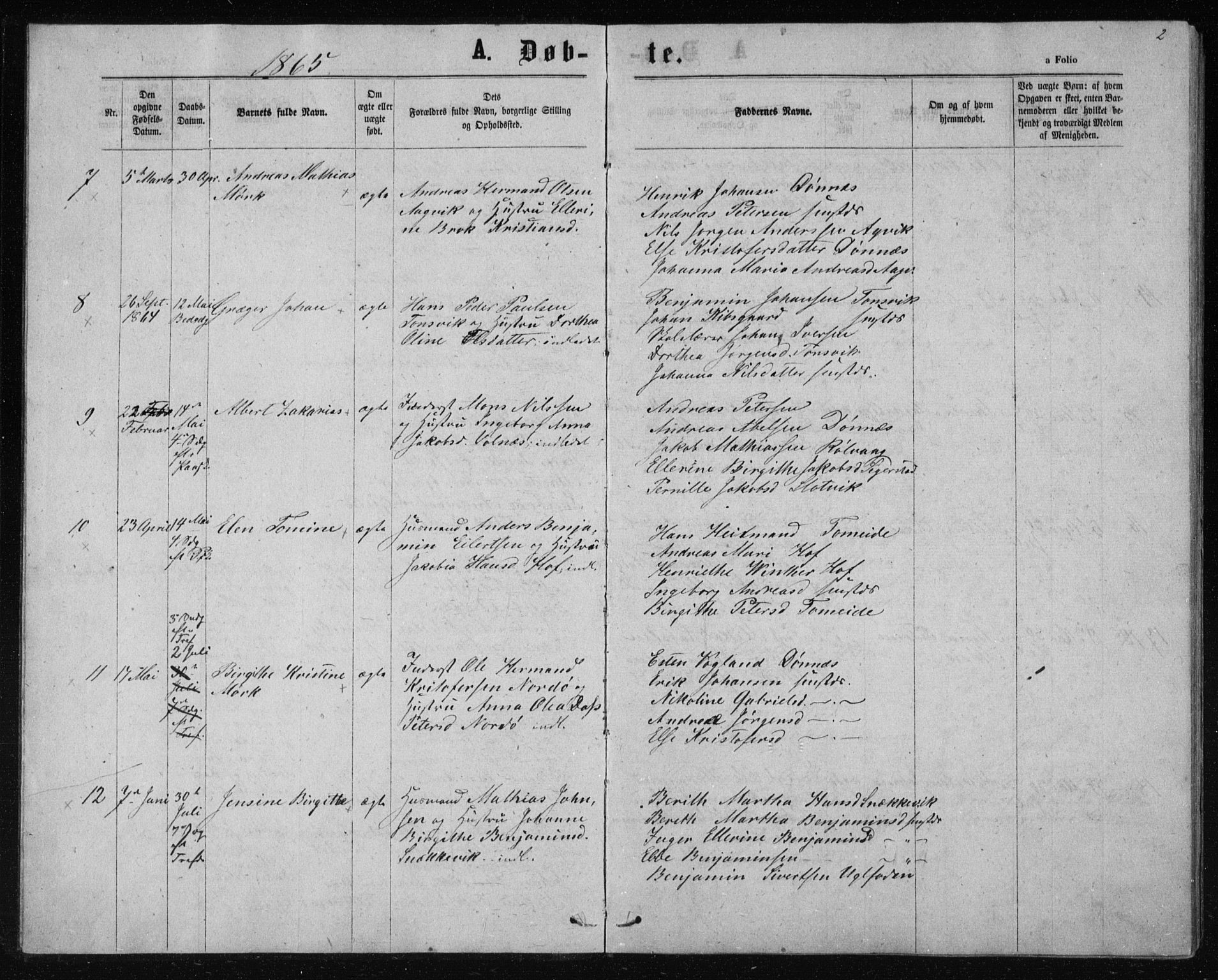 Ministerialprotokoller, klokkerbøker og fødselsregistre - Nordland, AV/SAT-A-1459/835/L0531: Parish register (copy) no. 835C03, 1865-1877, p. 2