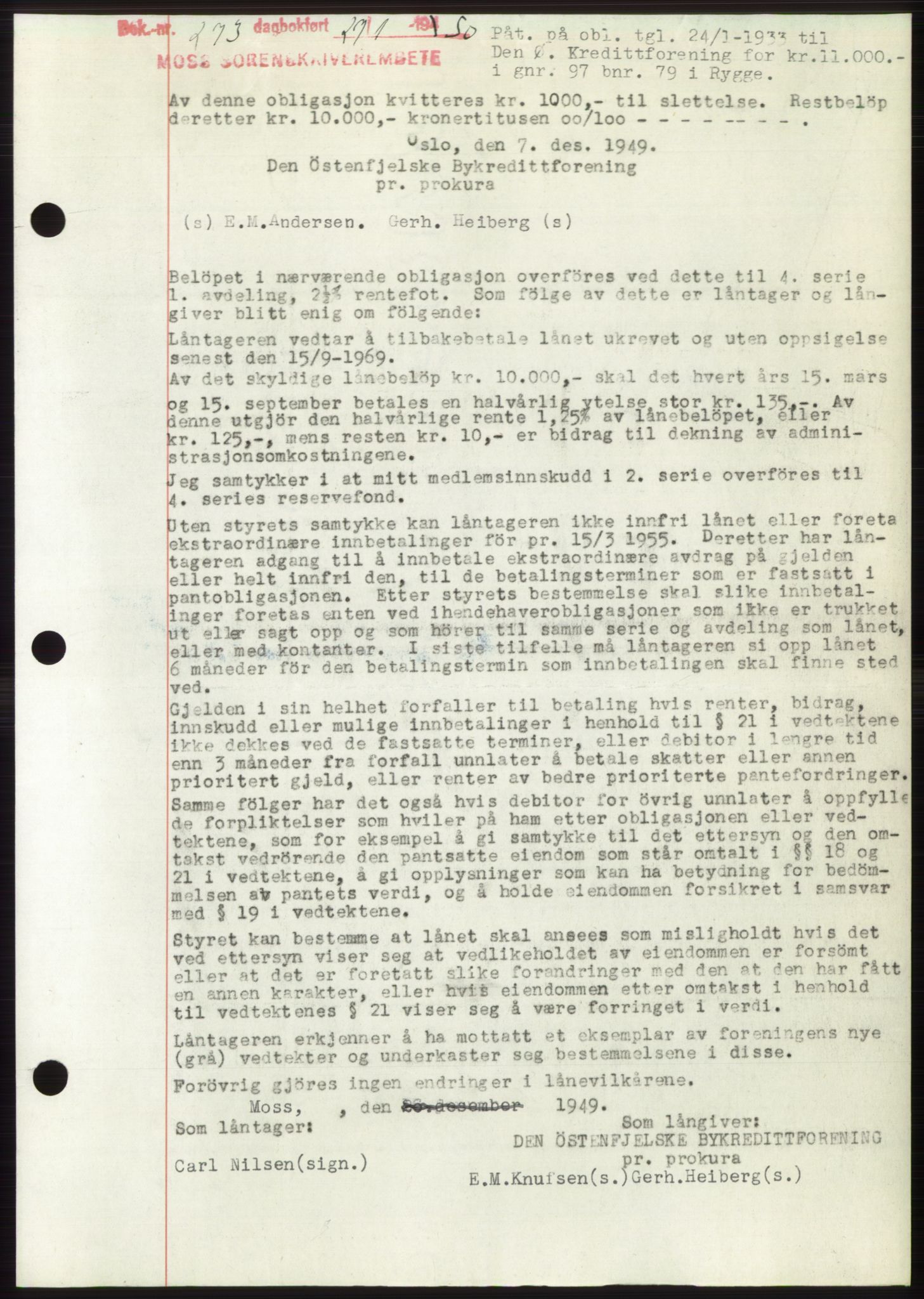 Moss sorenskriveri, SAO/A-10168: Mortgage book no. B23, 1949-1950, Diary no: : 273/1950