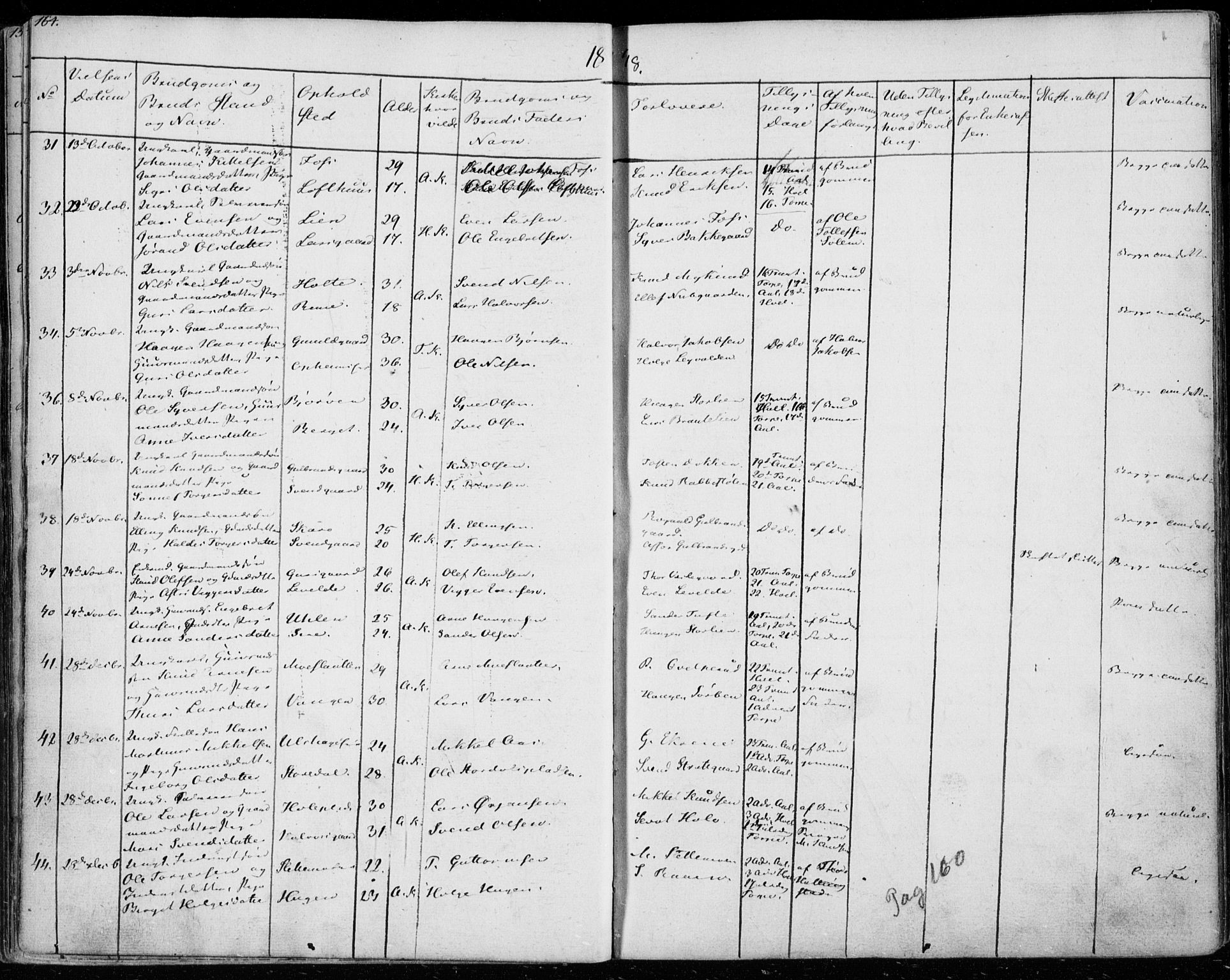Ål kirkebøker, SAKO/A-249/F/Fa/L0005: Parish register (official) no. I 5, 1825-1848, p. 164