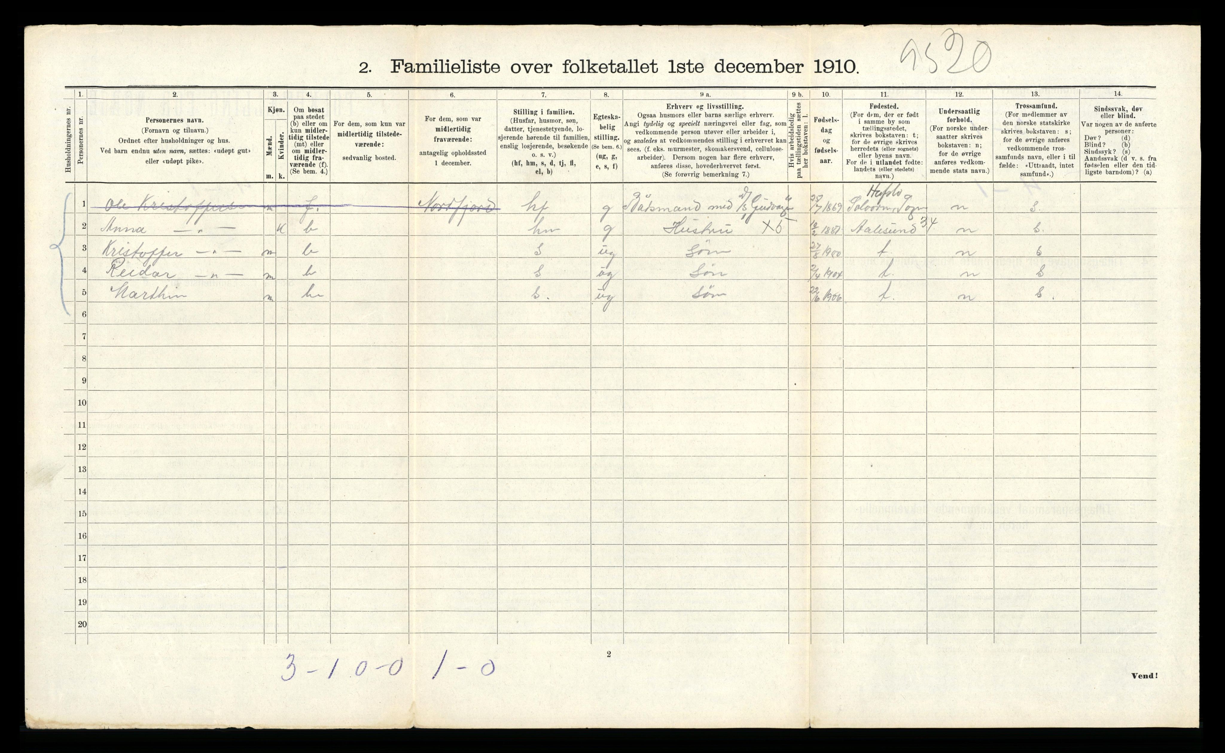 RA, 1910 census for Bergen, 1910, p. 11342