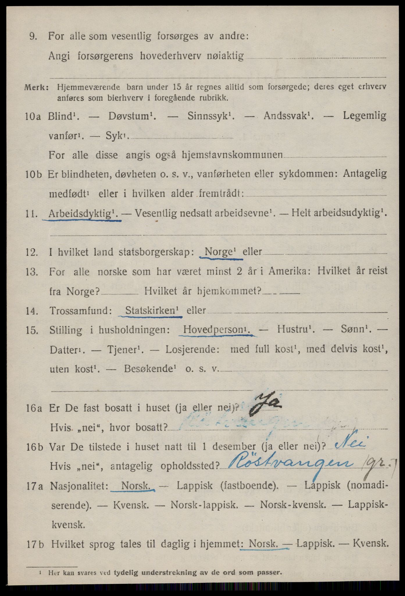 SAT, 1920 census for Røros, 1920, p. 8183