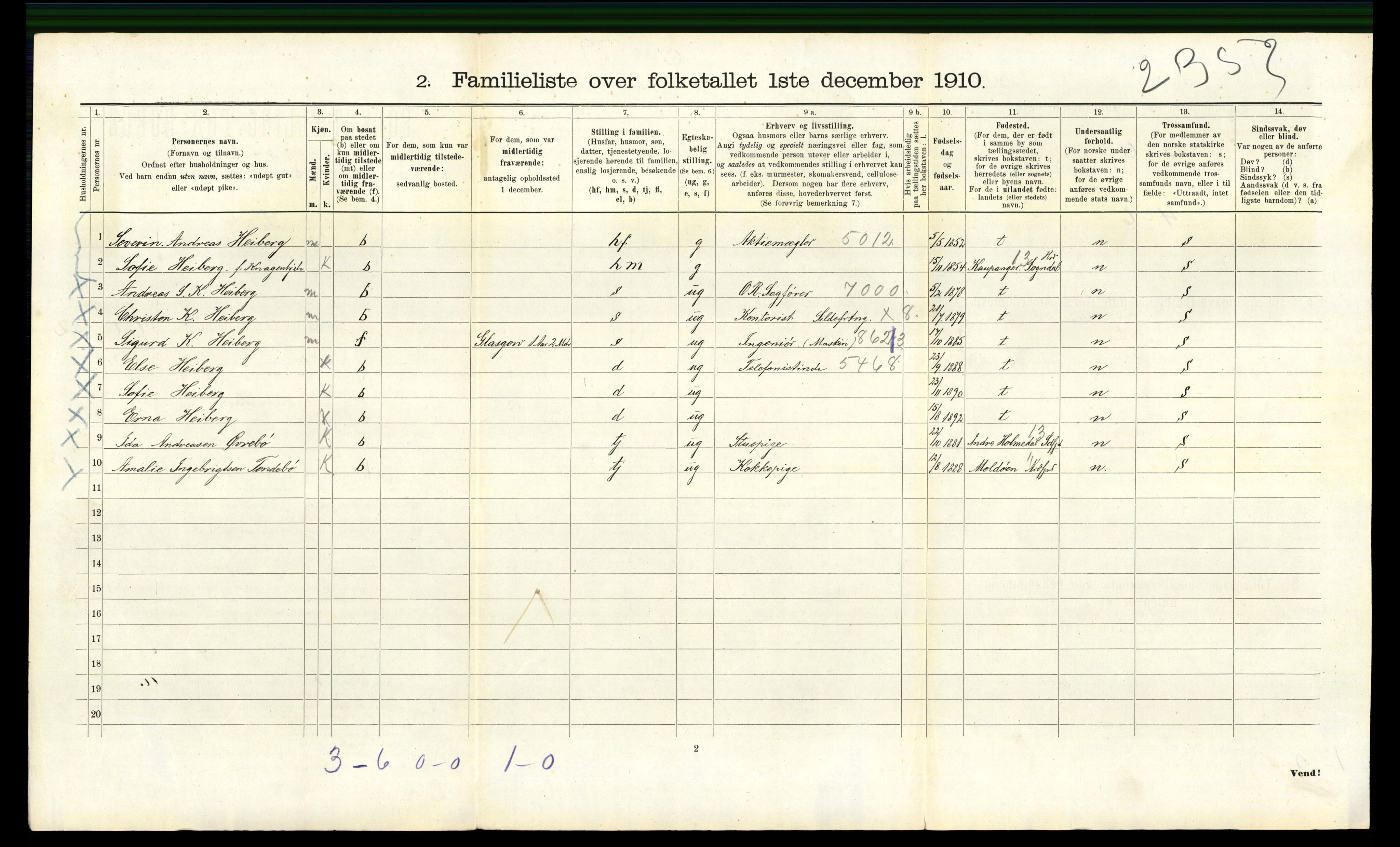 RA, 1910 census for Bergen, 1910, p. 3220