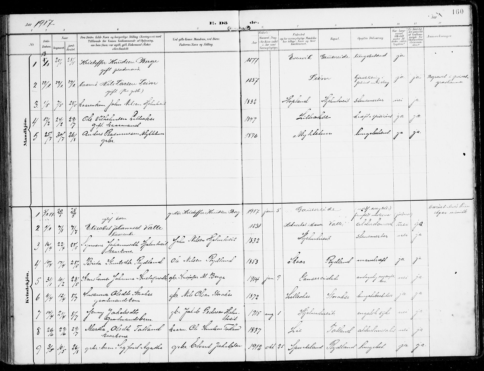 Alversund Sokneprestembete, AV/SAB-A-73901/H/Ha/Haa/Haad/L0004: Parish register (official) no. D 4, 1898-1926, p. 160