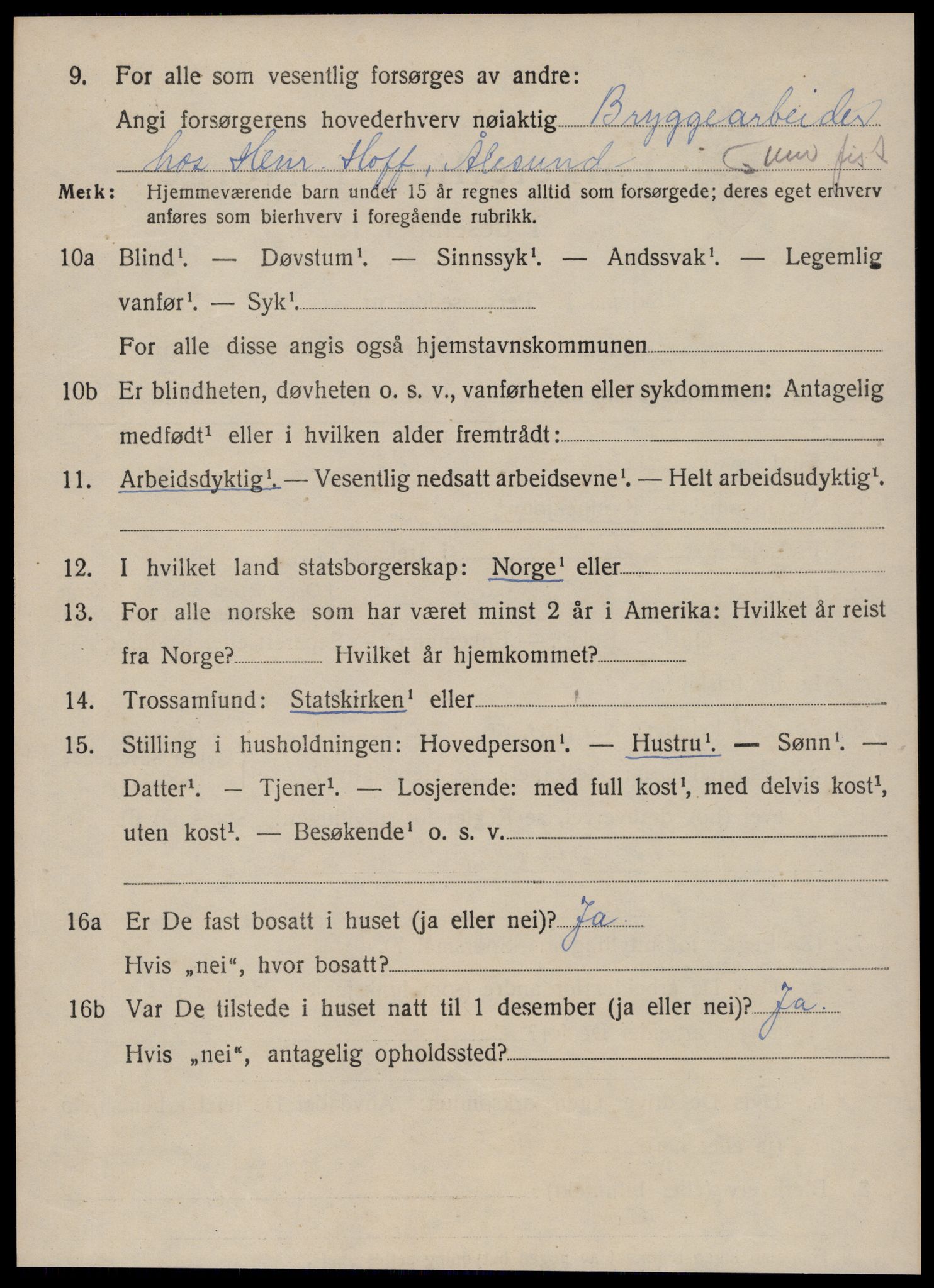 SAT, 1920 census for Borgund, 1920, p. 9115