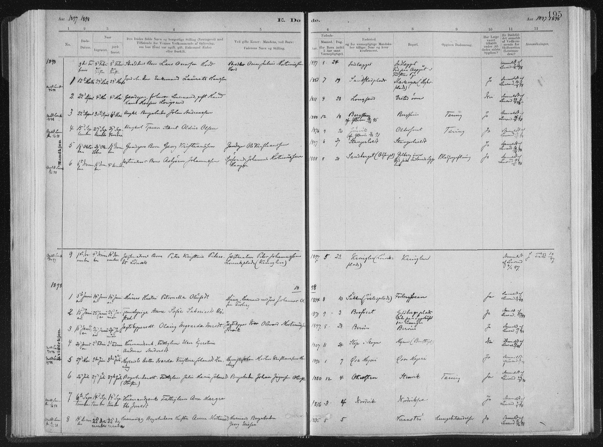 Ministerialprotokoller, klokkerbøker og fødselsregistre - Nord-Trøndelag, SAT/A-1458/722/L0220: Parish register (official) no. 722A07, 1881-1908, p. 195