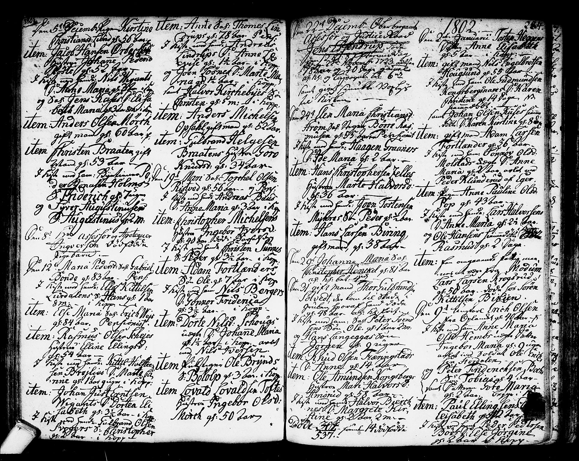 Kongsberg kirkebøker, SAKO/A-22/F/Fa/L0007: Parish register (official) no. I 7, 1795-1816, p. 284