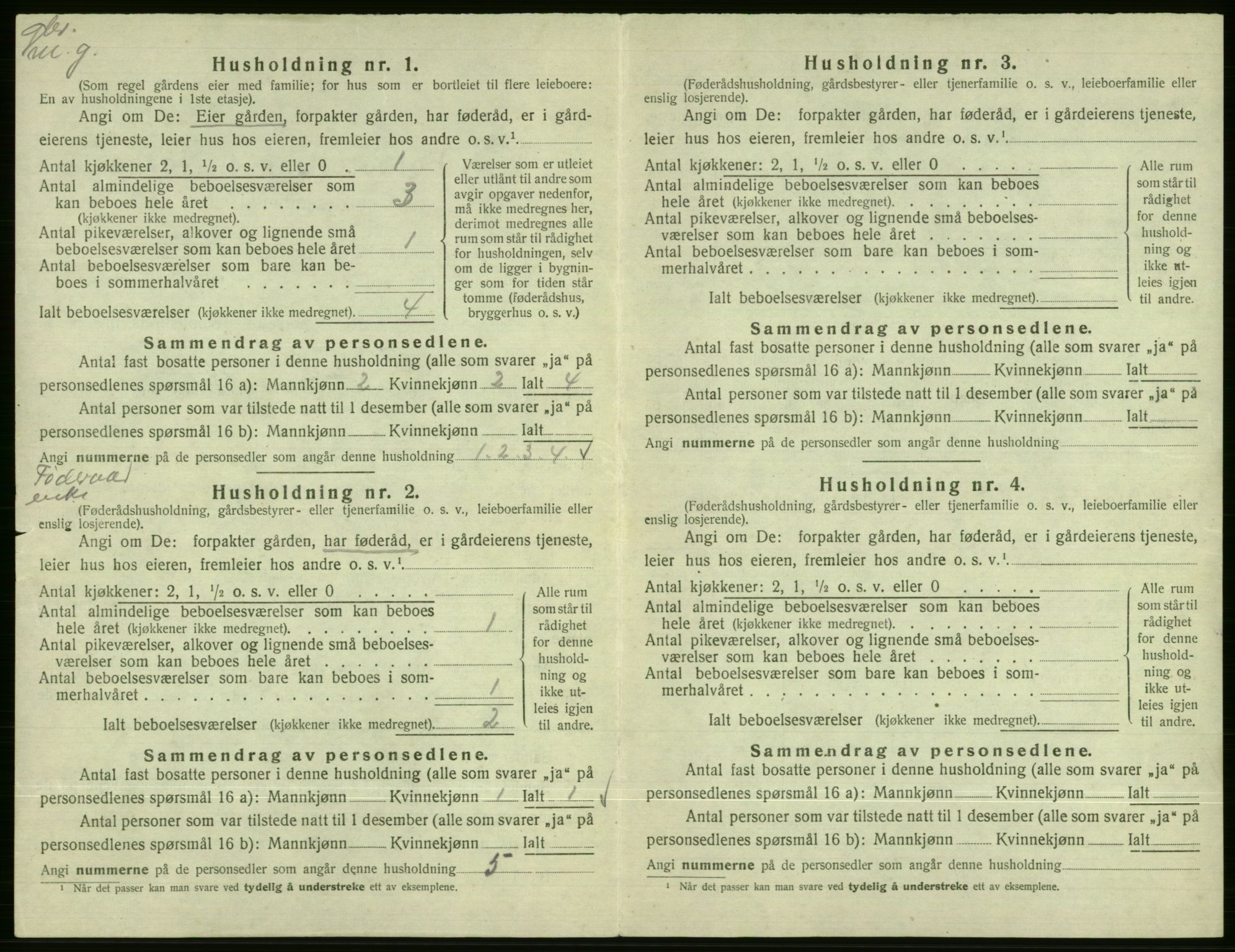 SAB, 1920 census for Vossestrand, 1920, p. 271