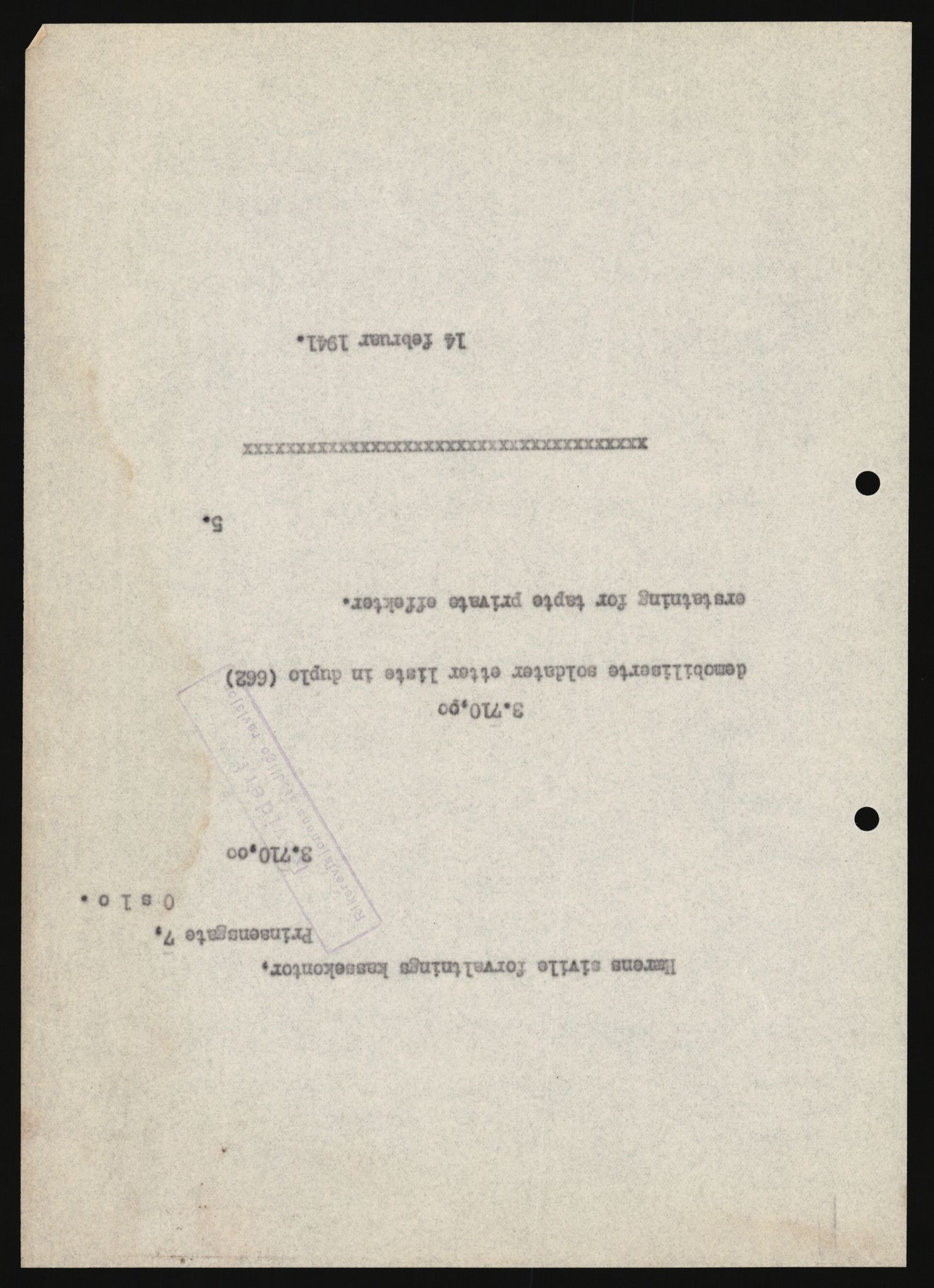 Justisdepartementet, Oppgjørsavdelingen, AV/RA-S-1056/G/Ga/L0005: Anvisningsliste nr. 385-388, 390-410, 662-725, 728-732, 736-740 og 1106-1140 over utbetalte effektsaker, 1940-1942, p. 1137