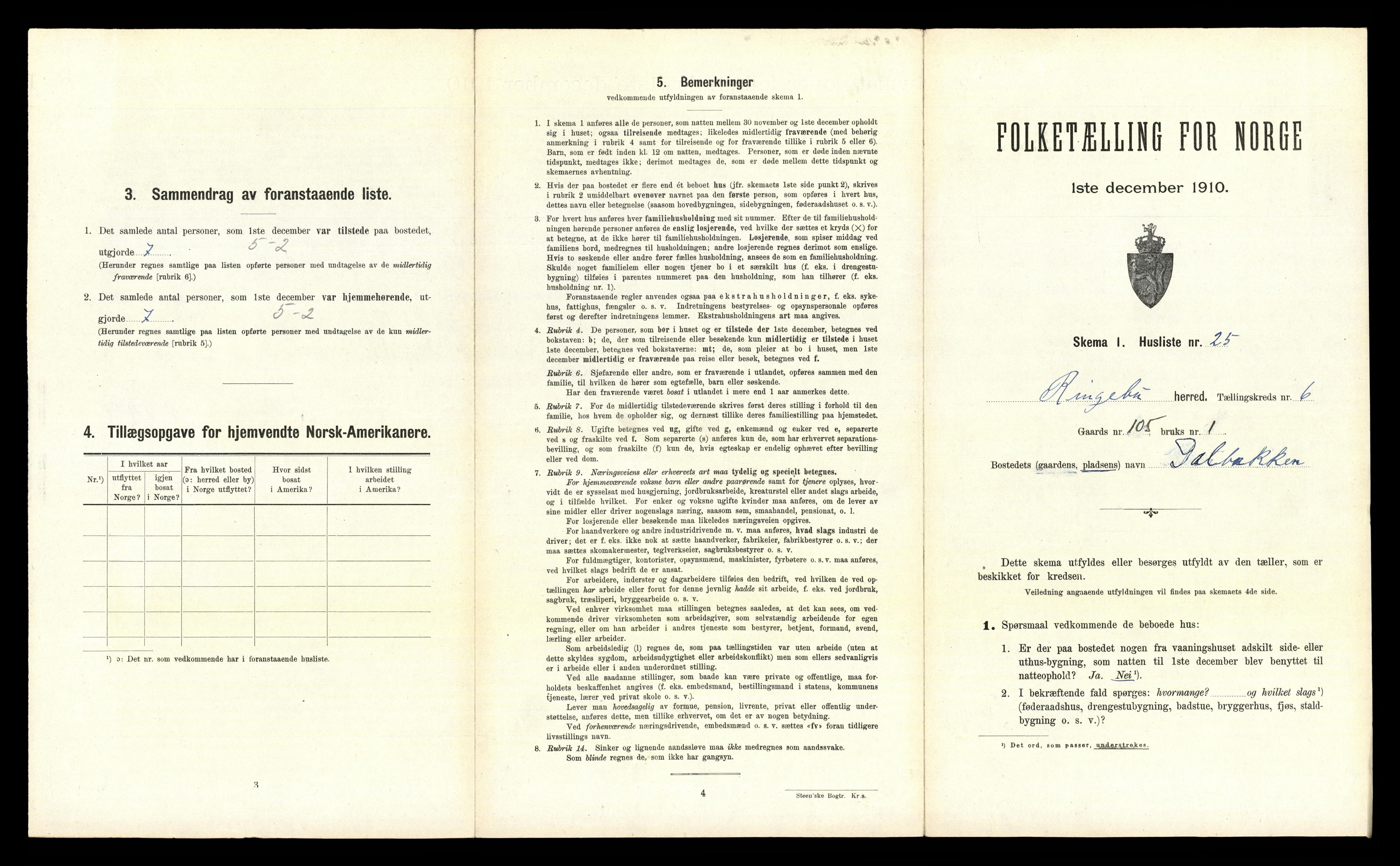 RA, 1910 census for Ringebu, 1910, p. 1002