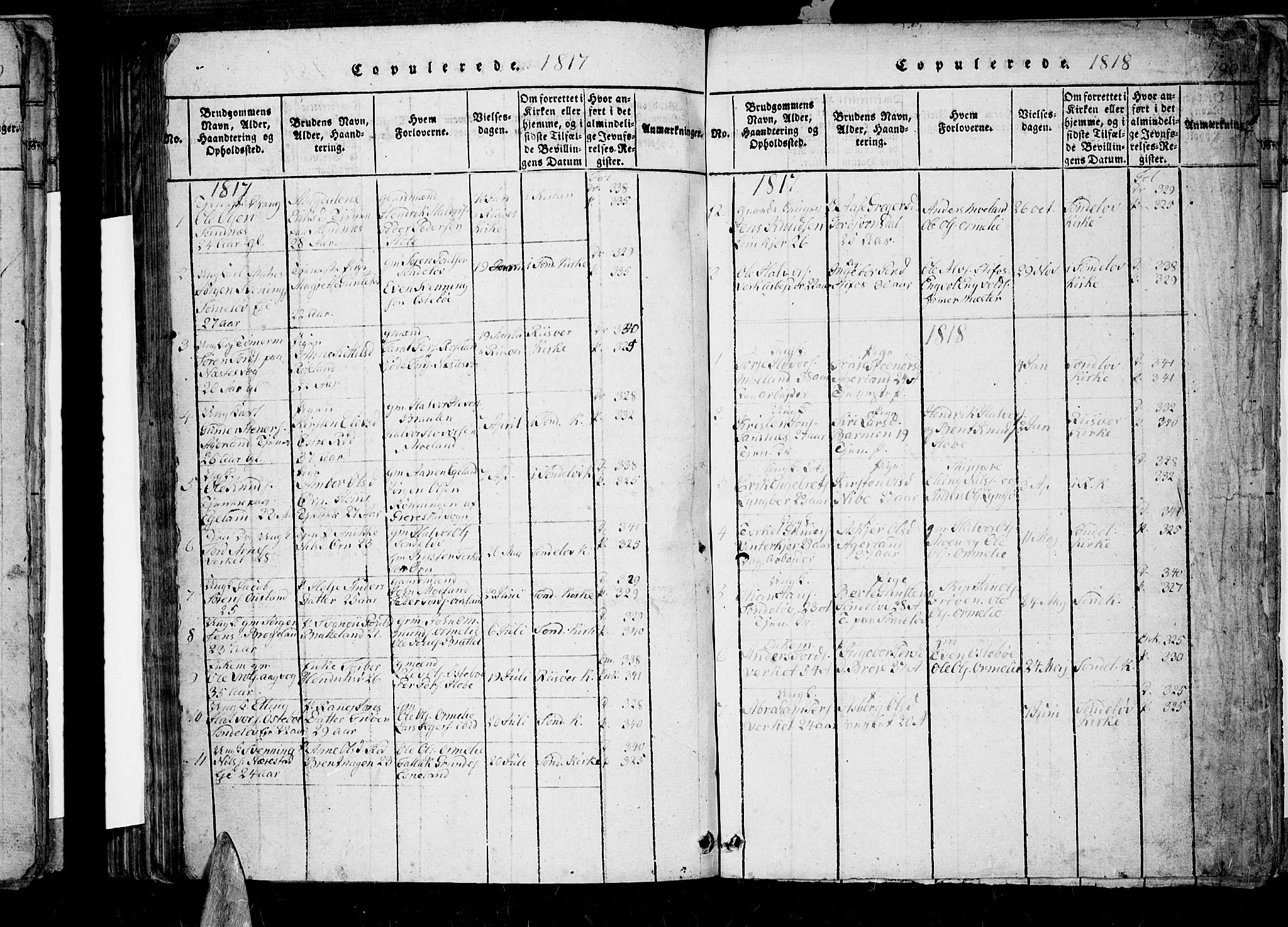 Søndeled sokneprestkontor, AV/SAK-1111-0038/F/Fb/L0002: Parish register (copy) no. B 2, 1816-1839, p. 190