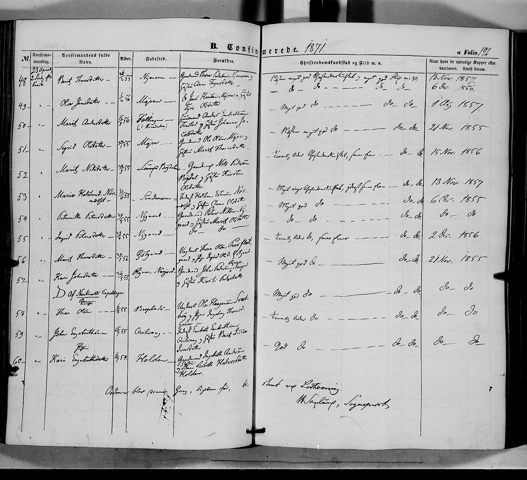 Tolga prestekontor, AV/SAH-PREST-062/K/L0006: Parish register (official) no. 6, 1852-1876, p. 192