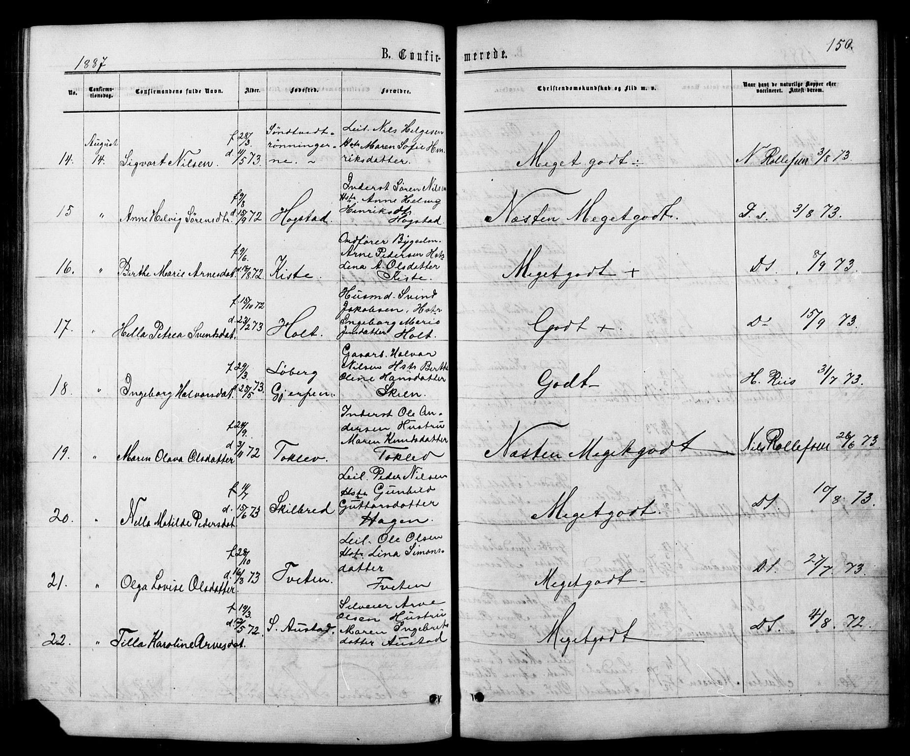 Siljan kirkebøker, SAKO/A-300/G/Ga/L0002: Parish register (copy) no. 2, 1864-1908, p. 150