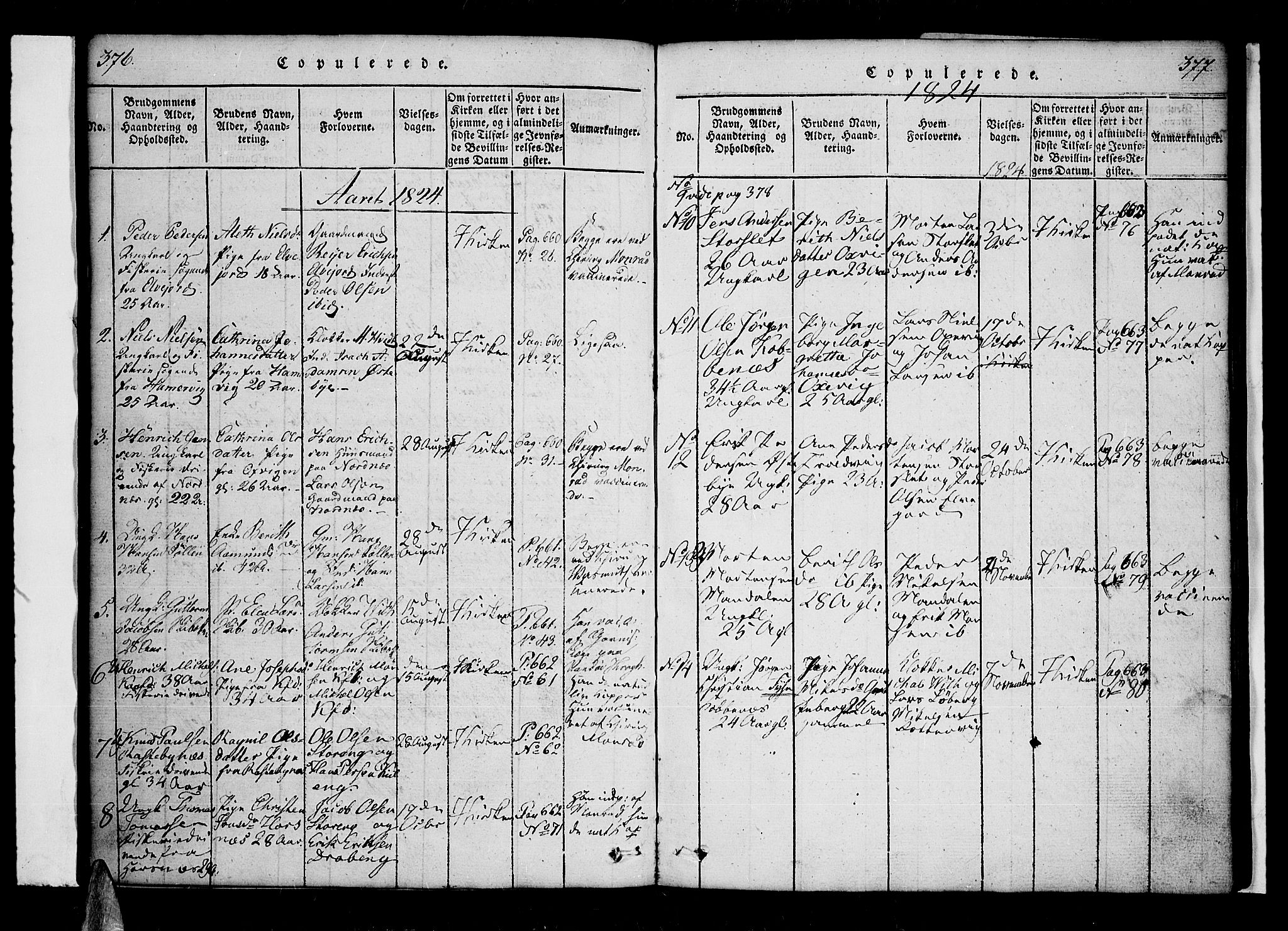 Lyngen sokneprestembete, SATØ/S-1289/H/He/Hea/L0003kirke: Parish register (official) no. 3, 1822-1838, p. 376-377