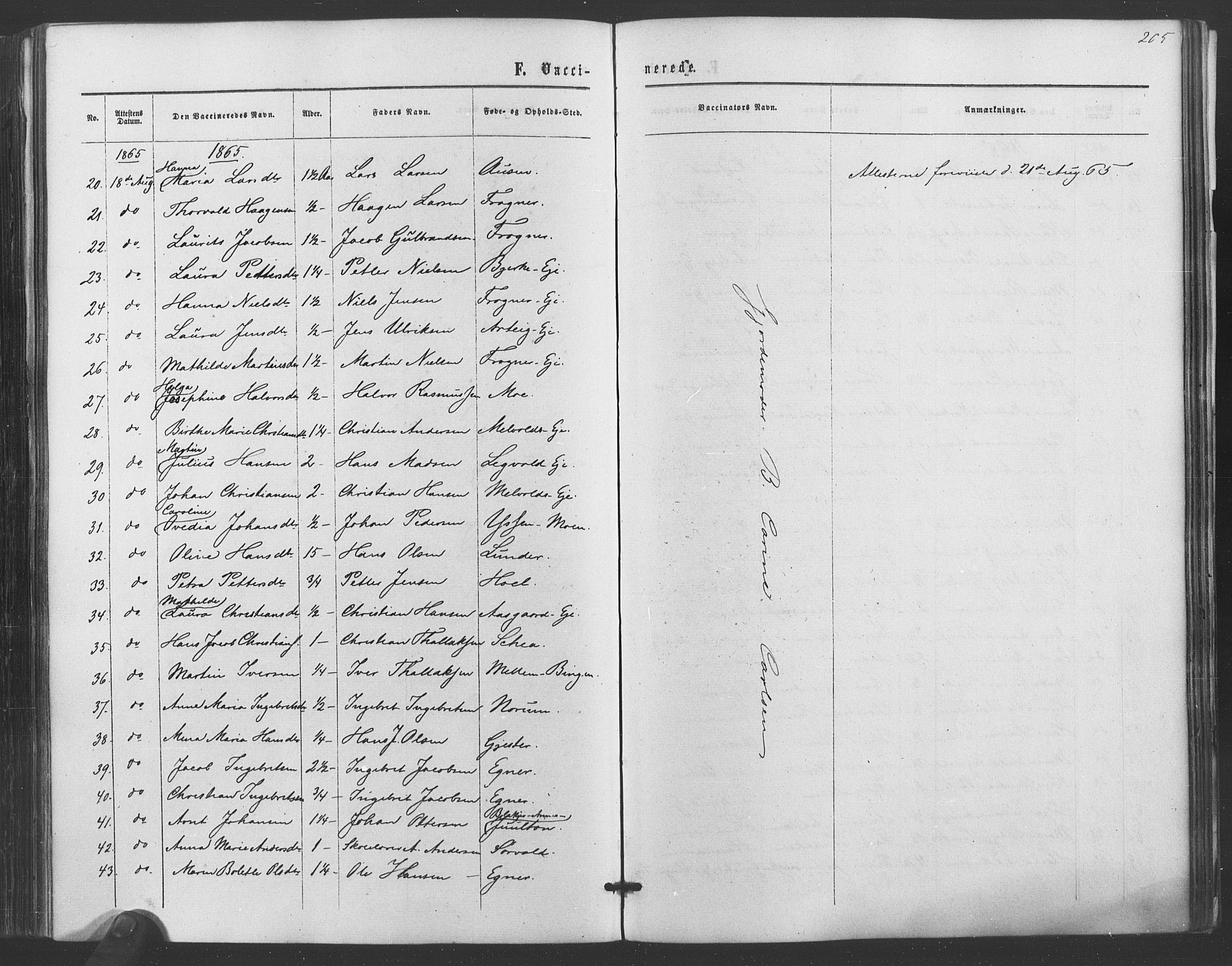 Sørum prestekontor Kirkebøker, AV/SAO-A-10303/F/Fa/L0006: Parish register (official) no. I 6, 1864-1877, p. 205