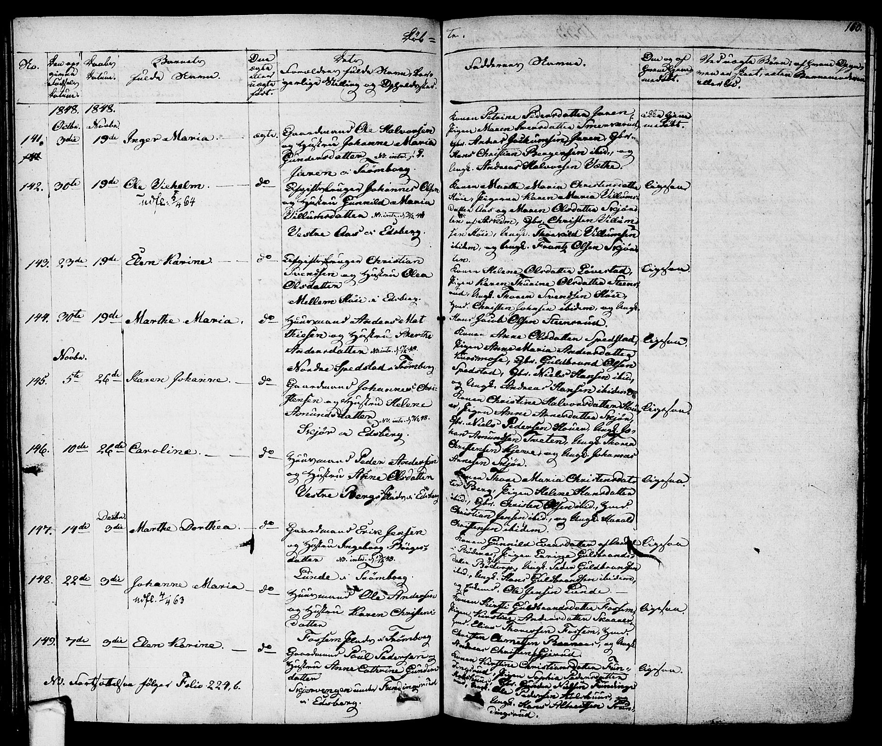 Eidsberg prestekontor Kirkebøker, AV/SAO-A-10905/F/Fa/L0008: Parish register (official) no. I 8, 1832-1848, p. 160