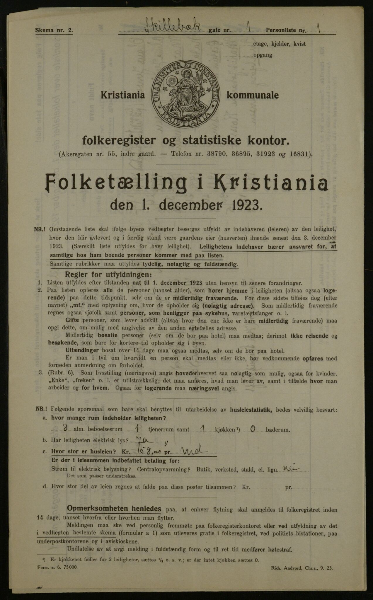 OBA, Municipal Census 1923 for Kristiania, 1923, p. 105745