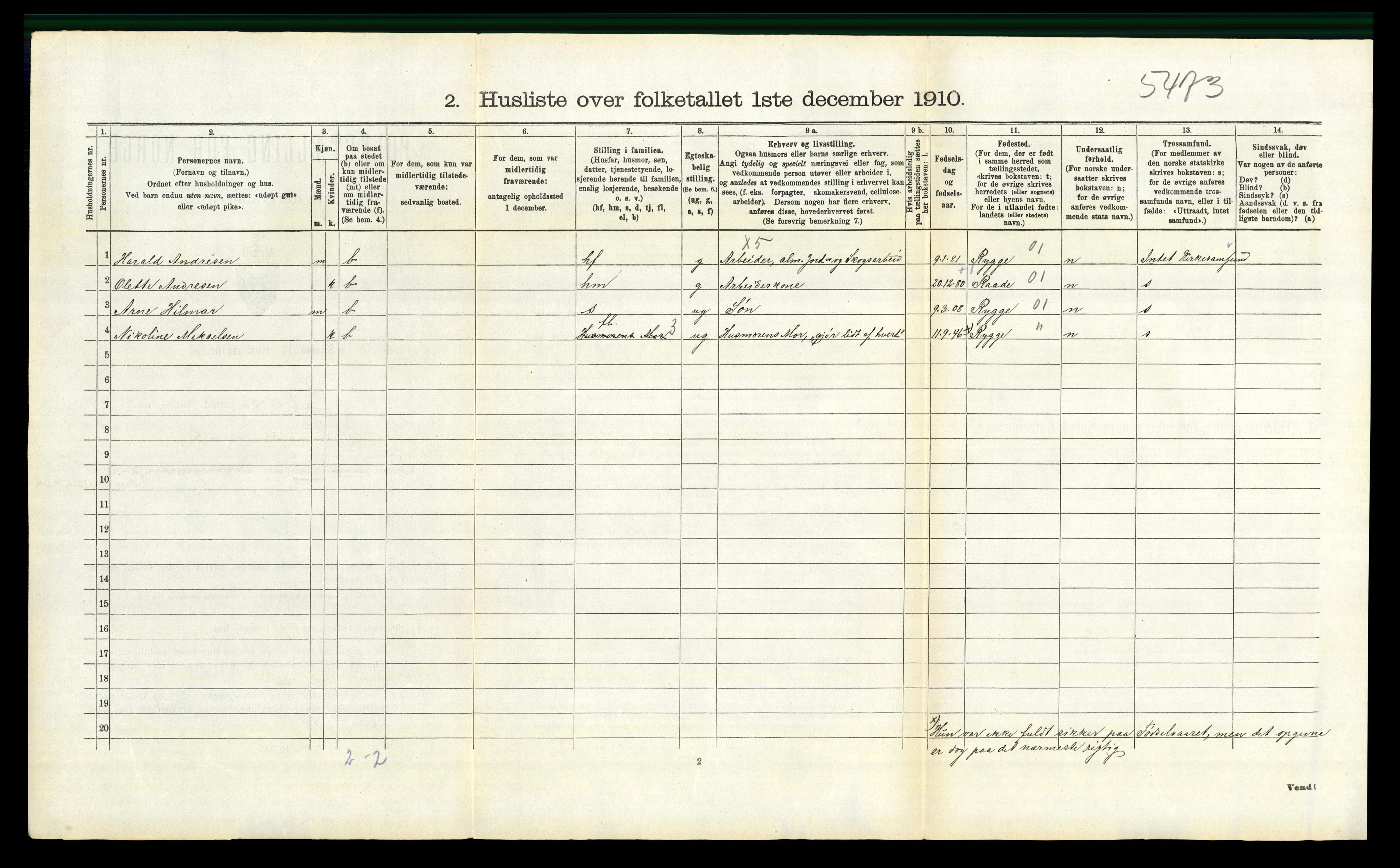 RA, 1910 census for Moss, 1910, p. 667