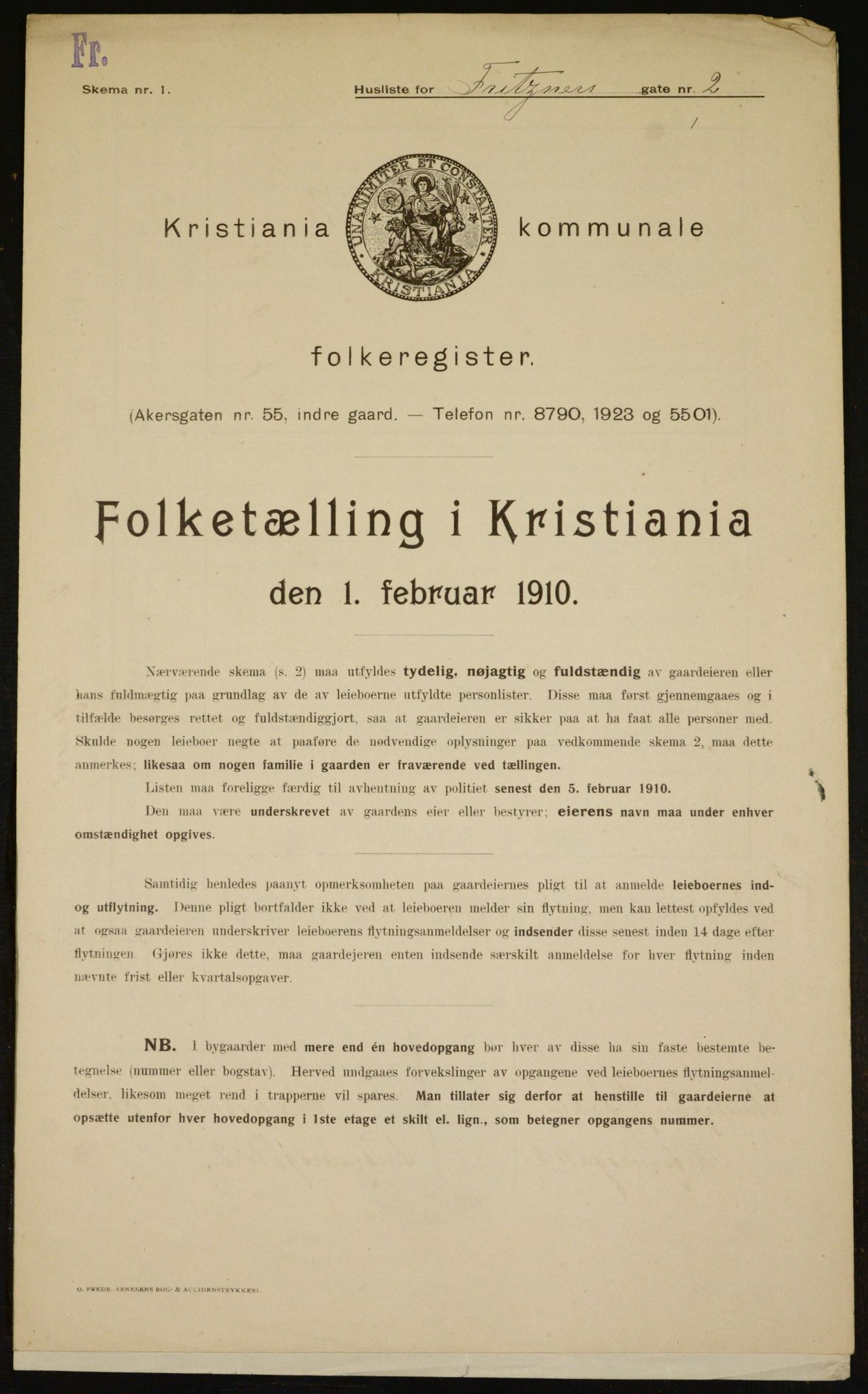 OBA, Municipal Census 1910 for Kristiania, 1910, p. 25338