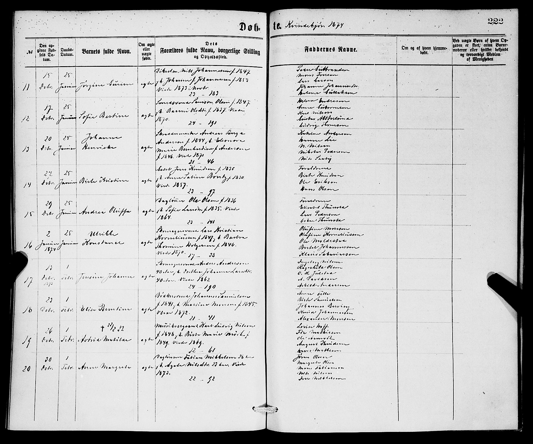 Korskirken sokneprestembete, AV/SAB-A-76101/H/Hab: Parish register (copy) no. B 6, 1869-1874, p. 222