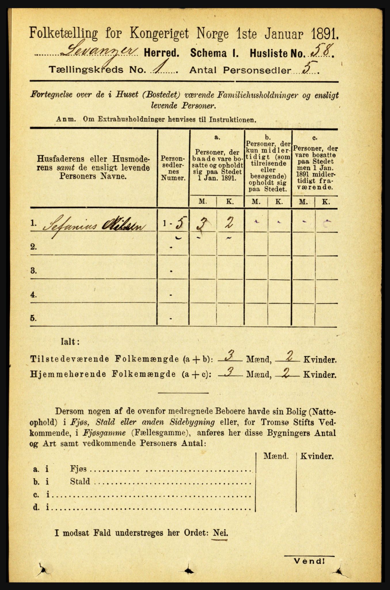 RA, 1891 census for 1720 Levanger, 1891, p. 79