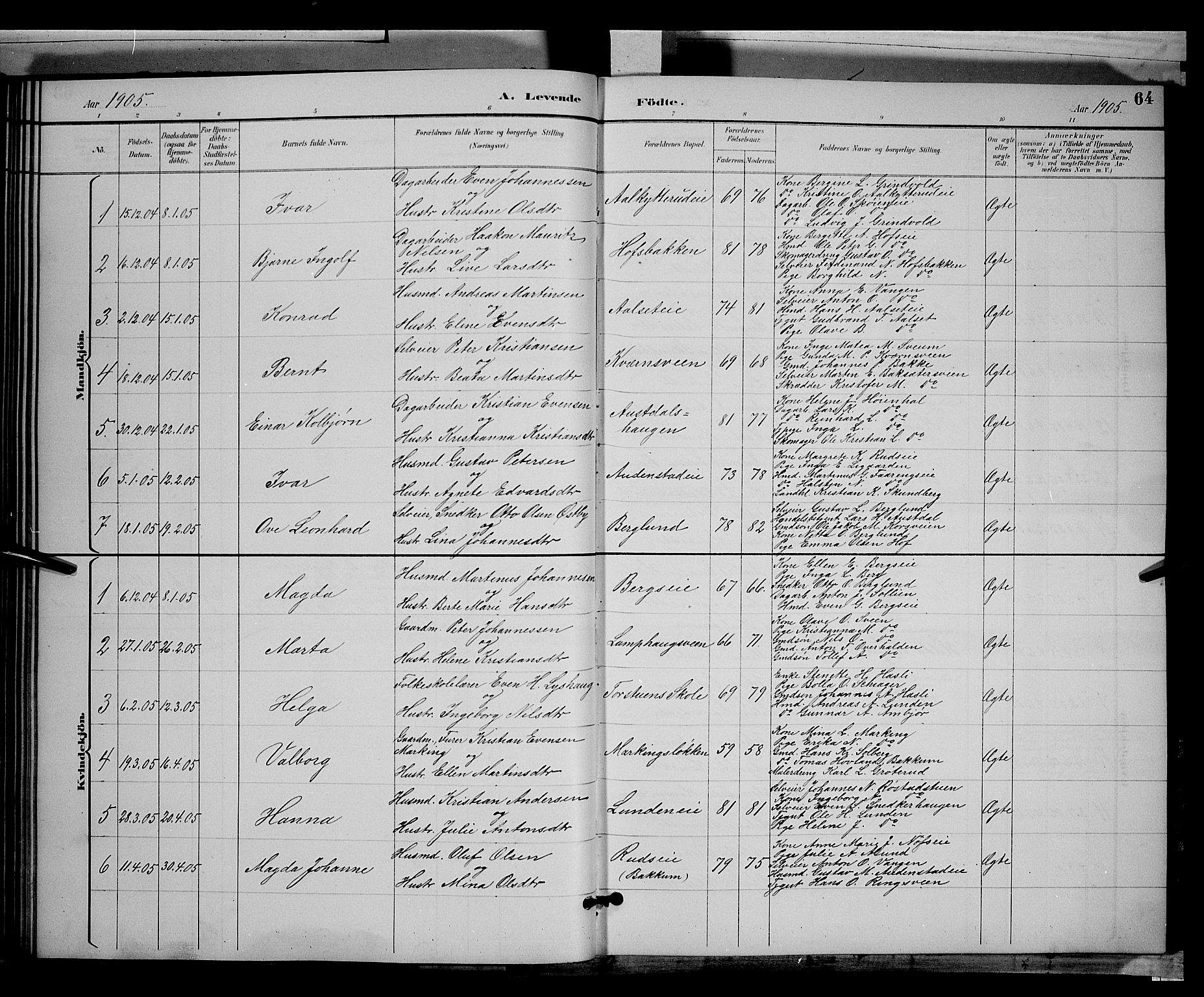 Biri prestekontor, AV/SAH-PREST-096/H/Ha/Hab/L0003: Parish register (copy) no. 3, 1892-1905, p. 64