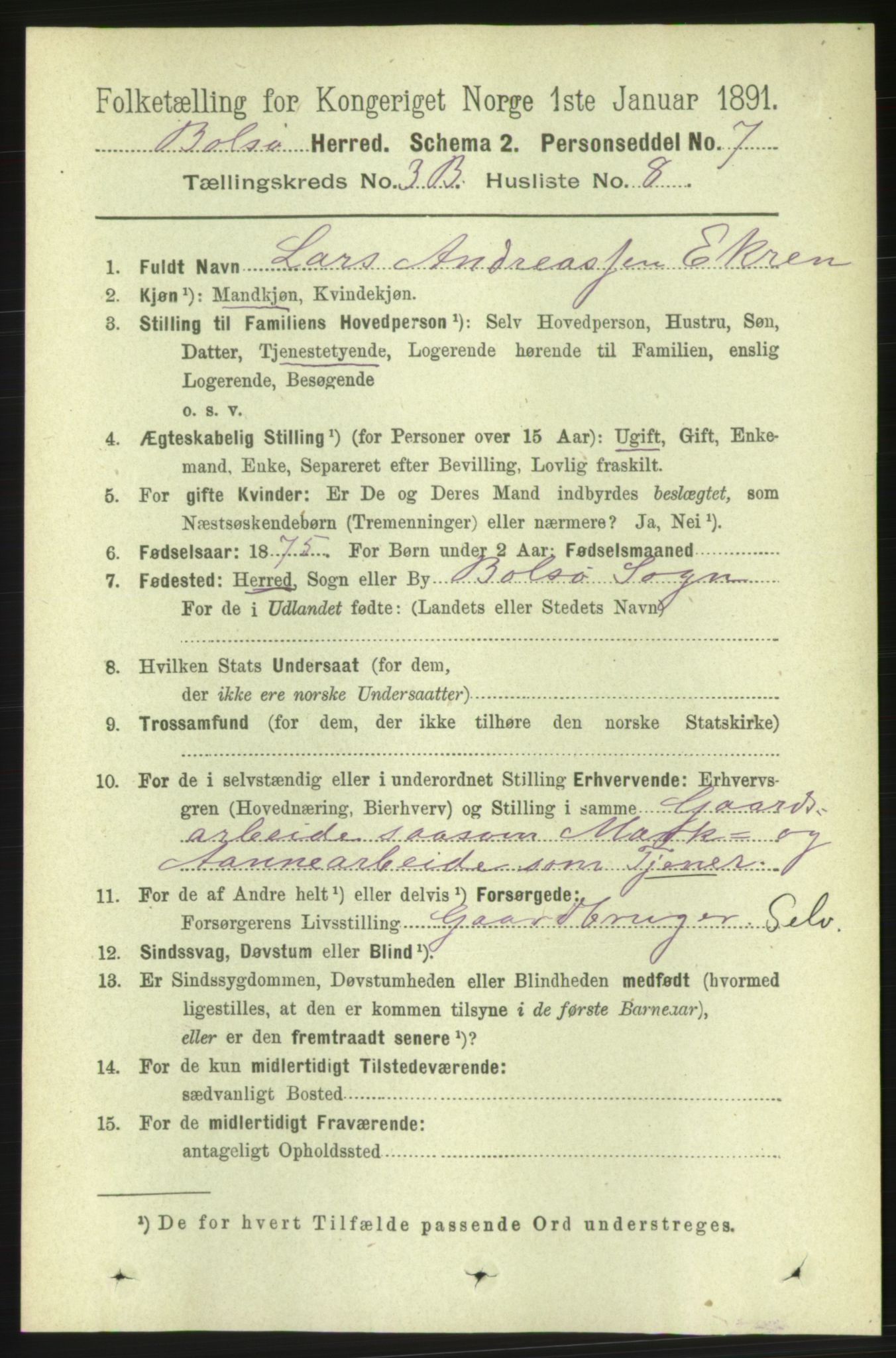 RA, 1891 census for 1544 Bolsøy, 1891, p. 2134