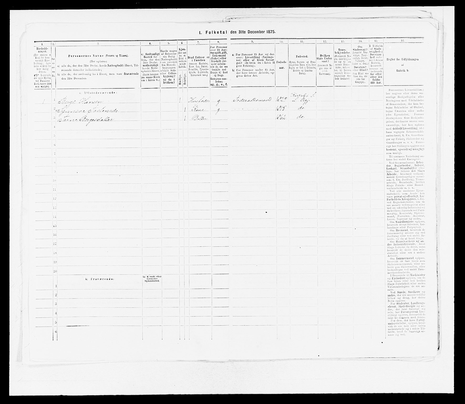 SAB, 1875 census for 1415P Lavik, 1875, p. 1003